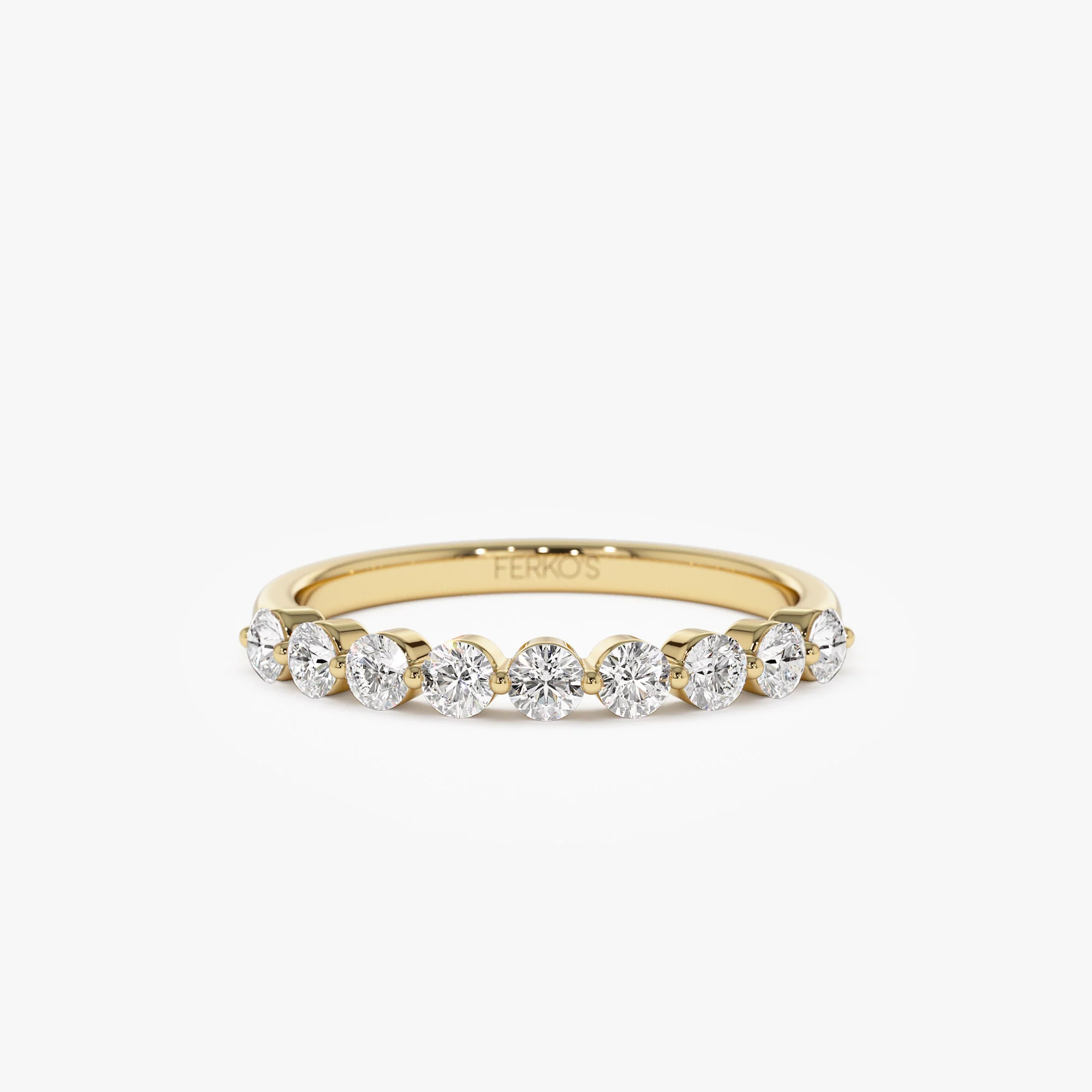 14k 0.55ctw 9 Stone Shared Prong Diamond Wedding Band