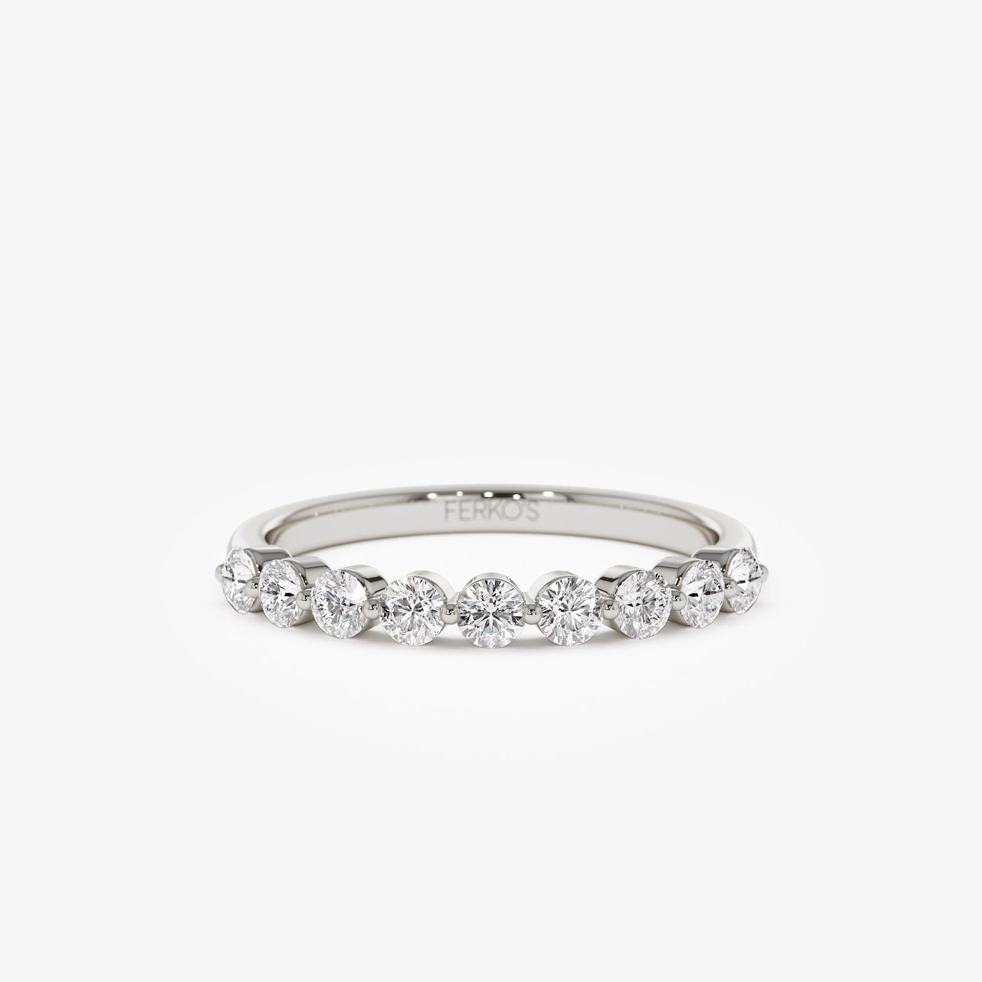 14k 0.55ctw 9 Stone Shared Prong Diamond Wedding Band - Image 8