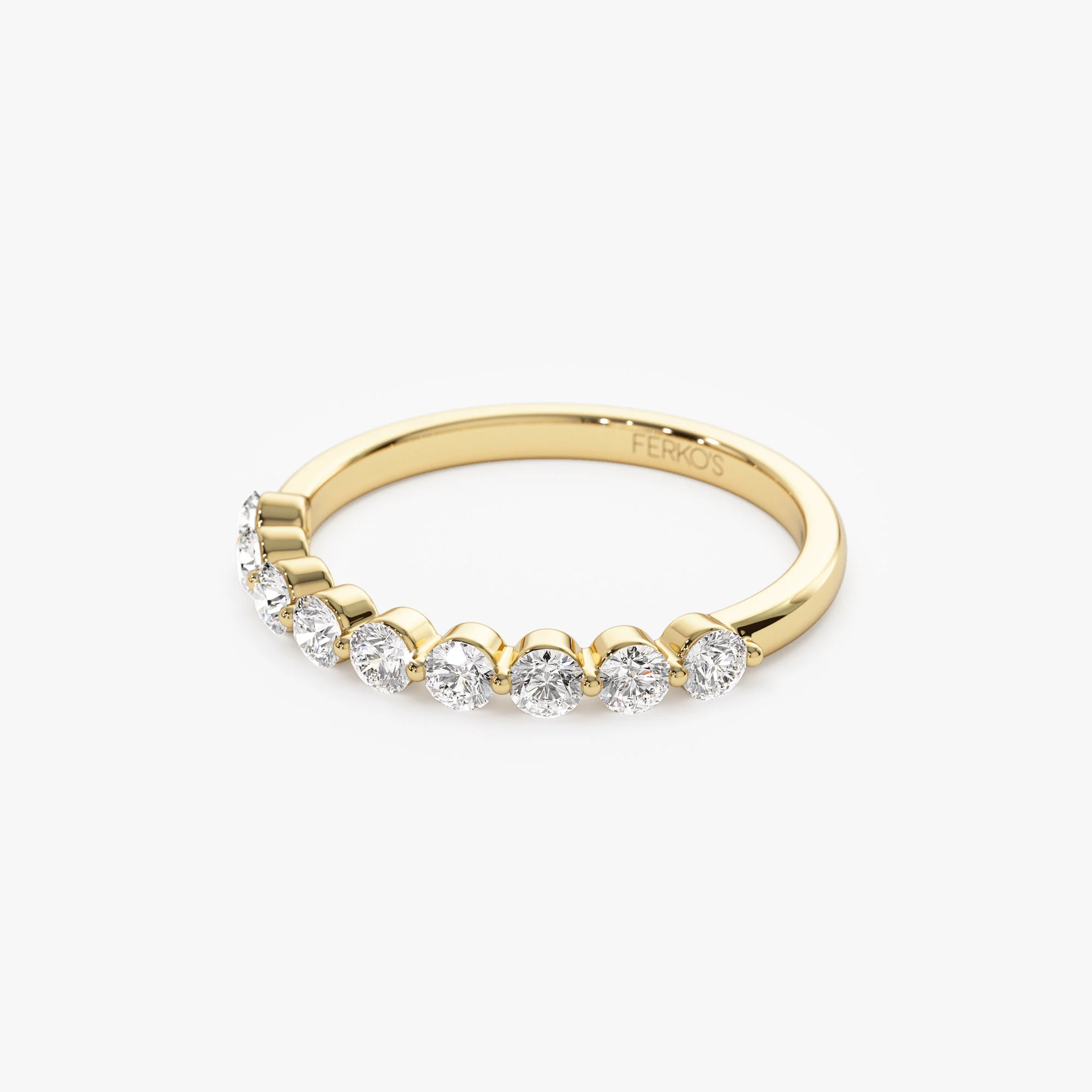 14k 0.55ctw 9 Stone Shared Prong Diamond Wedding Band - Image 9