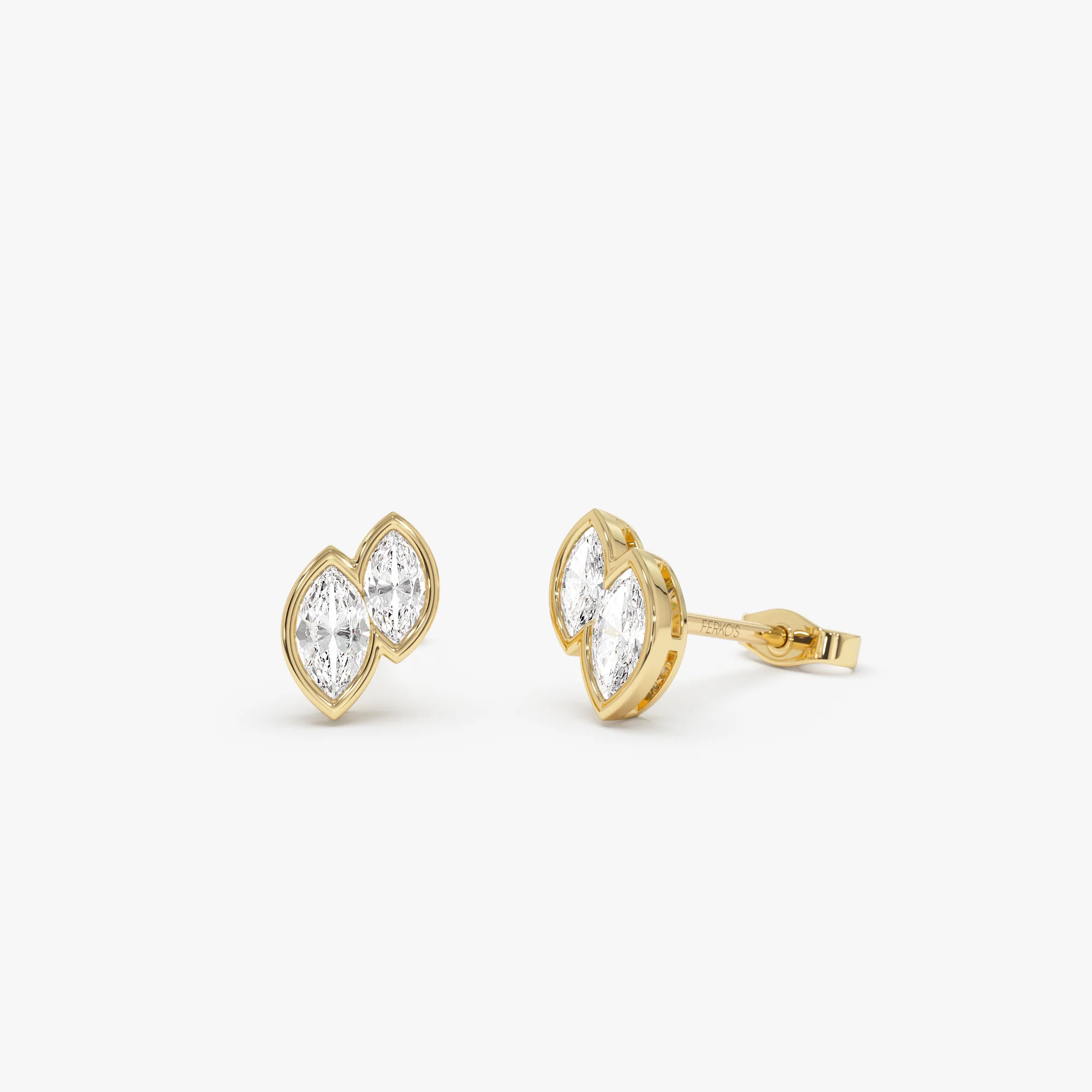 0.75 ctw 14k Lab Grown Marquise Shaped Diamond Double Bezel Stud Earrings - Gaia