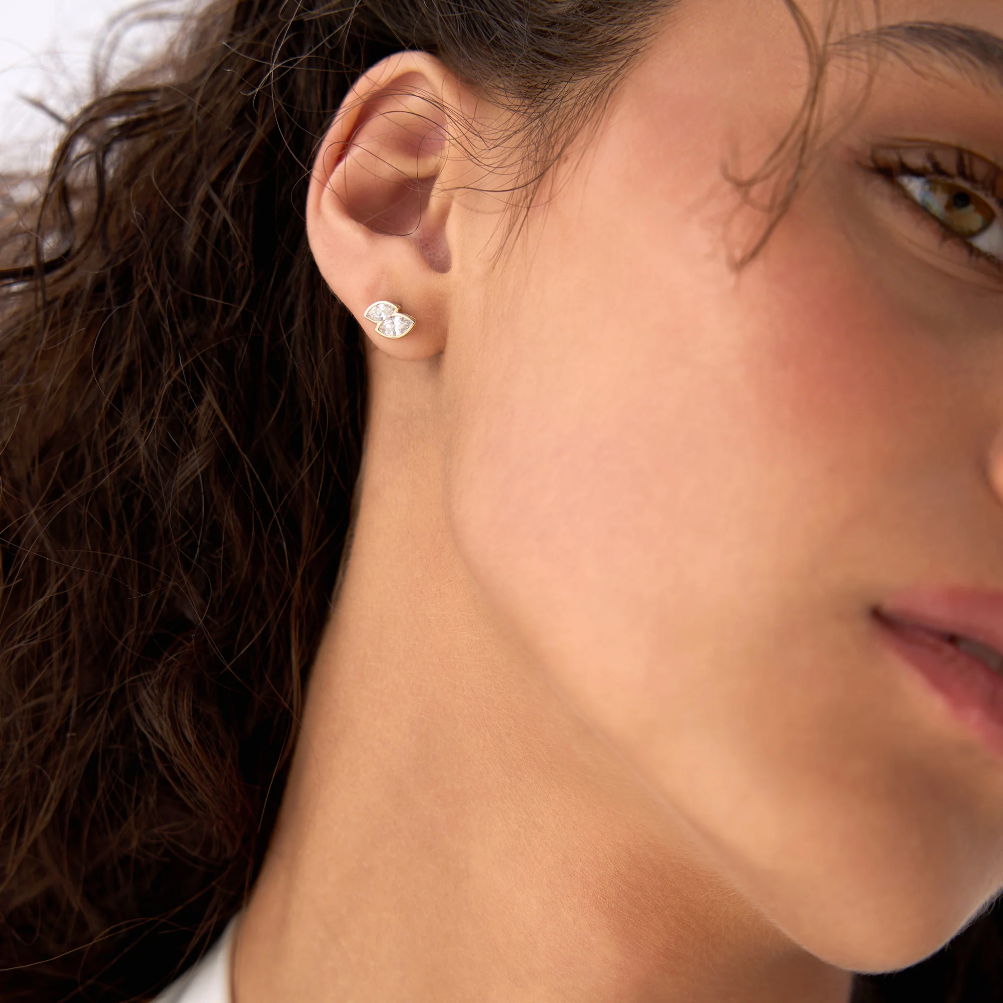 0.75 ctw 14k Lab Grown Marquise Shaped Diamond Double Bezel Stud Earrings - Gaia - Image 2