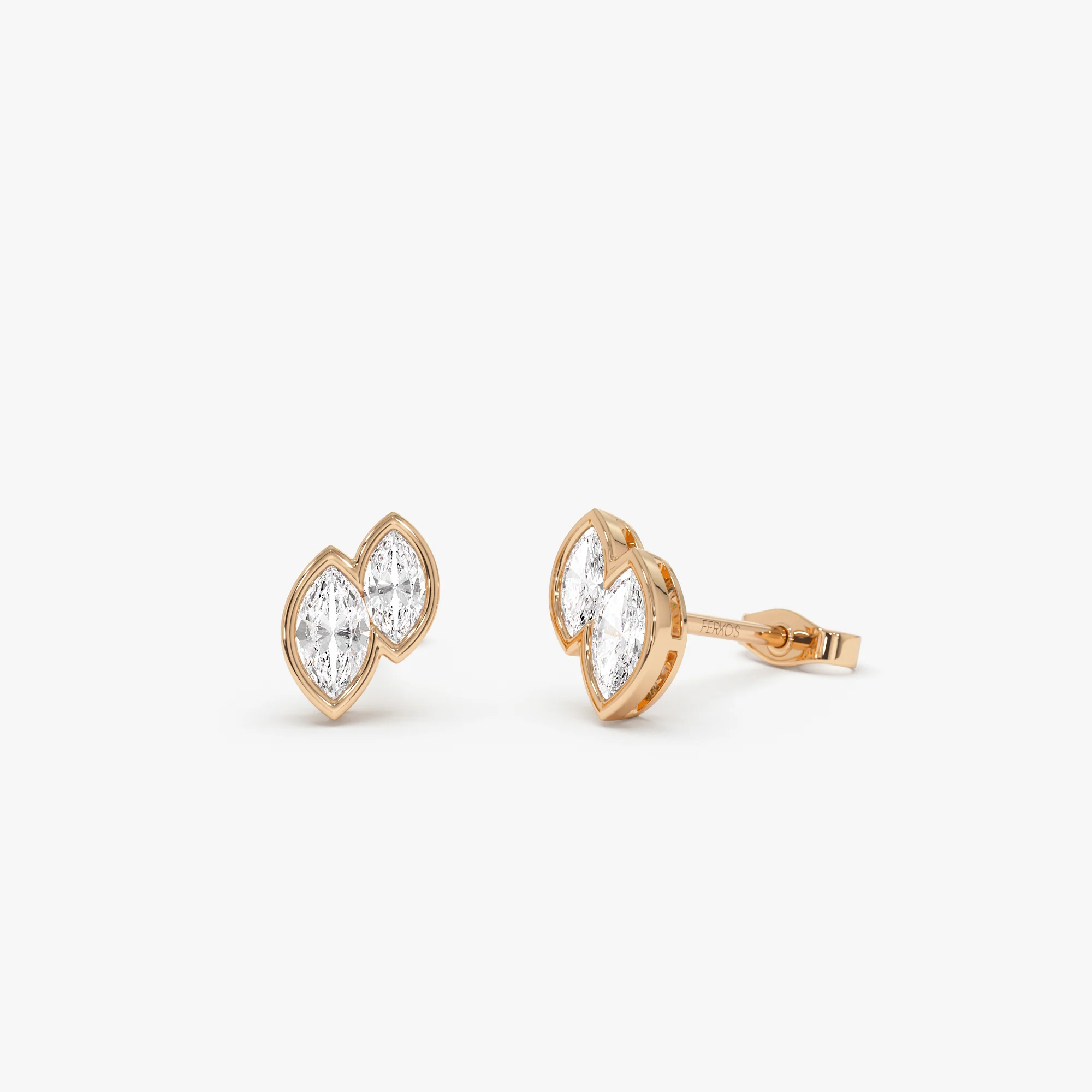 0.75 ctw 14k Lab Grown Marquise Shaped Diamond Double Bezel Stud Earrings - Gaia - Image 6