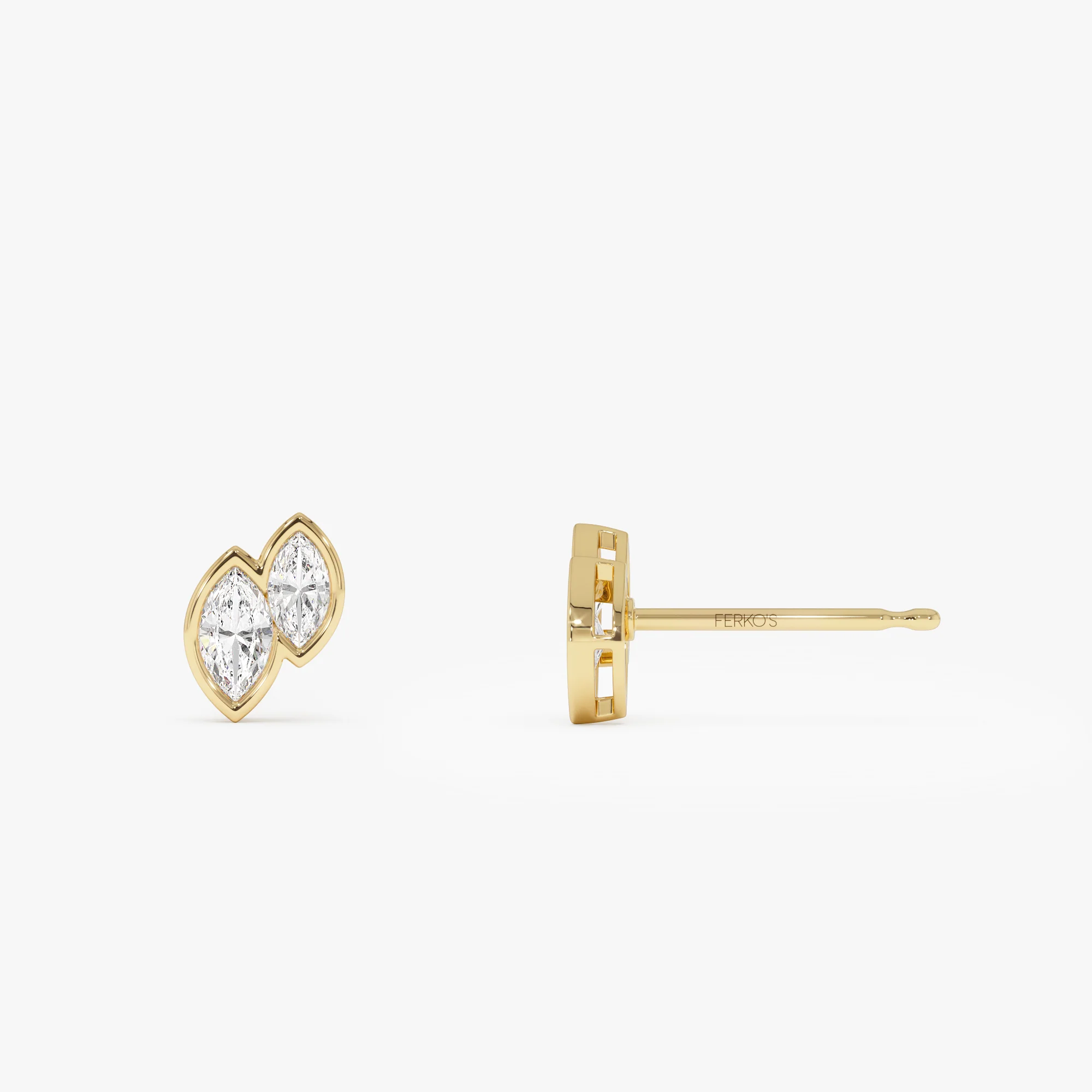 0.75 ctw 14k Lab Grown Marquise Shaped Diamond Double Bezel Stud Earrings - Gaia - Image 8