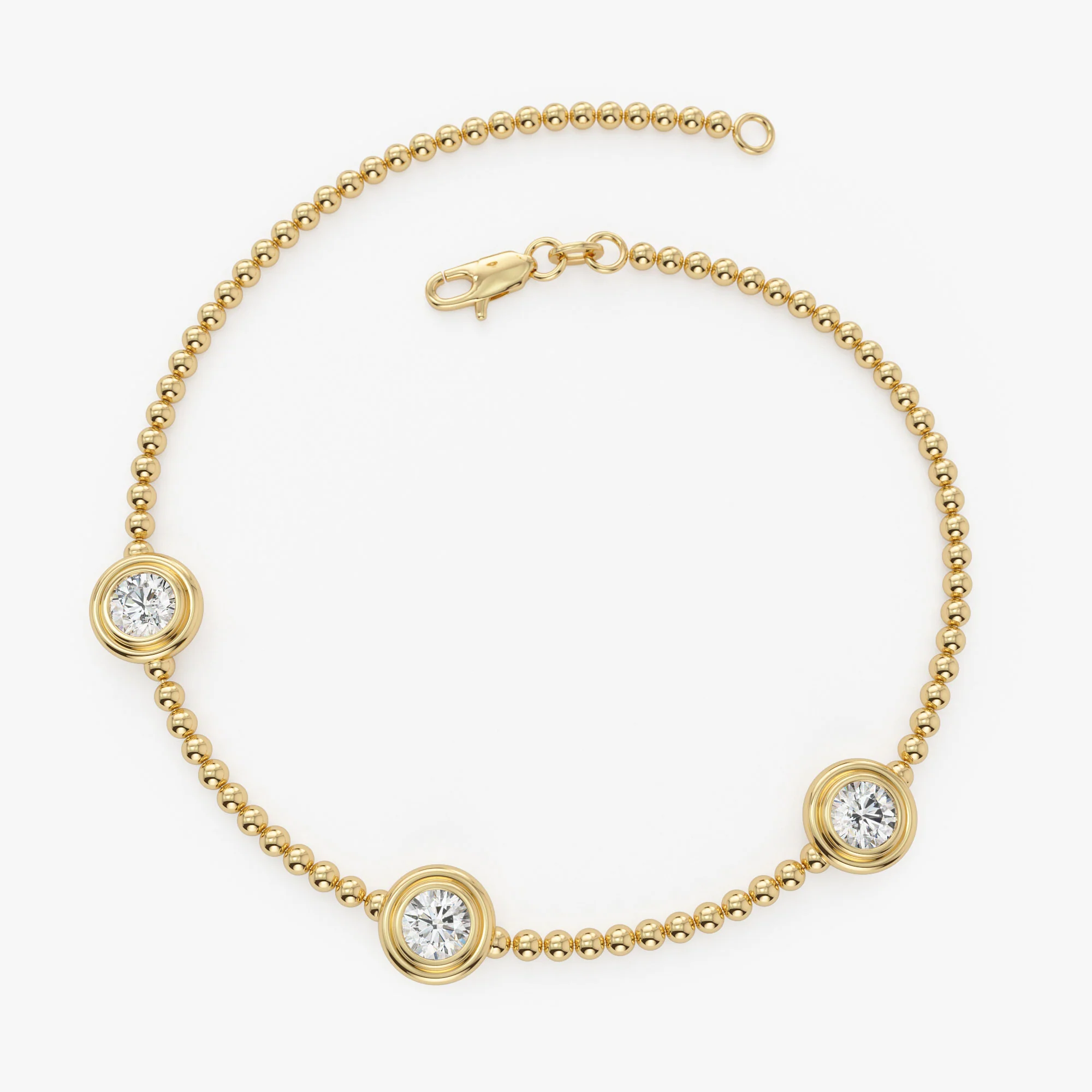0.75 Ctw 14k Gold Lab Grown Diamond by the Yard Beaded Bracelet - Leda - Image 6