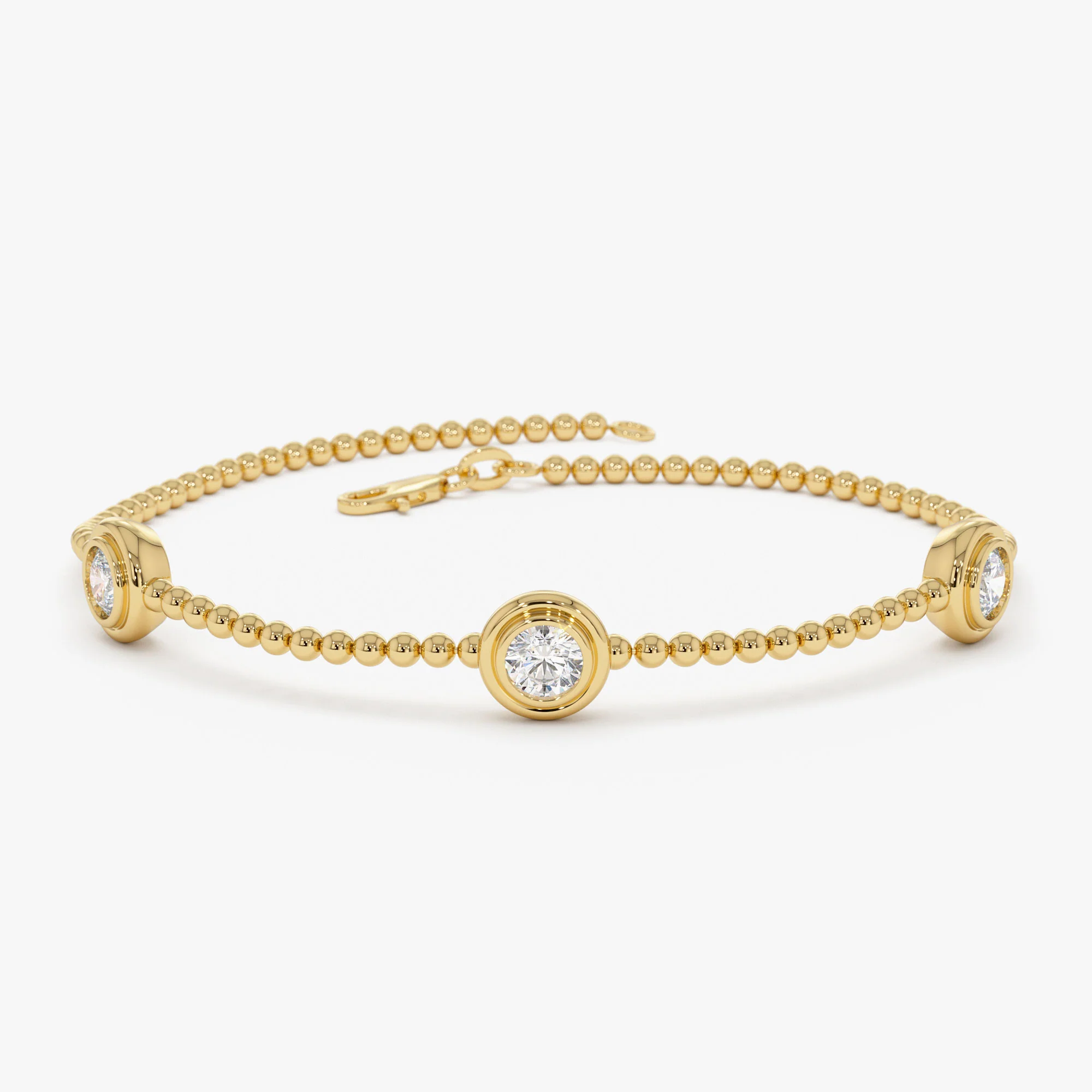 0.75 Ctw 14k Gold Lab Grown Diamond by the Yard Beaded Bracelet - Leda - Image 7