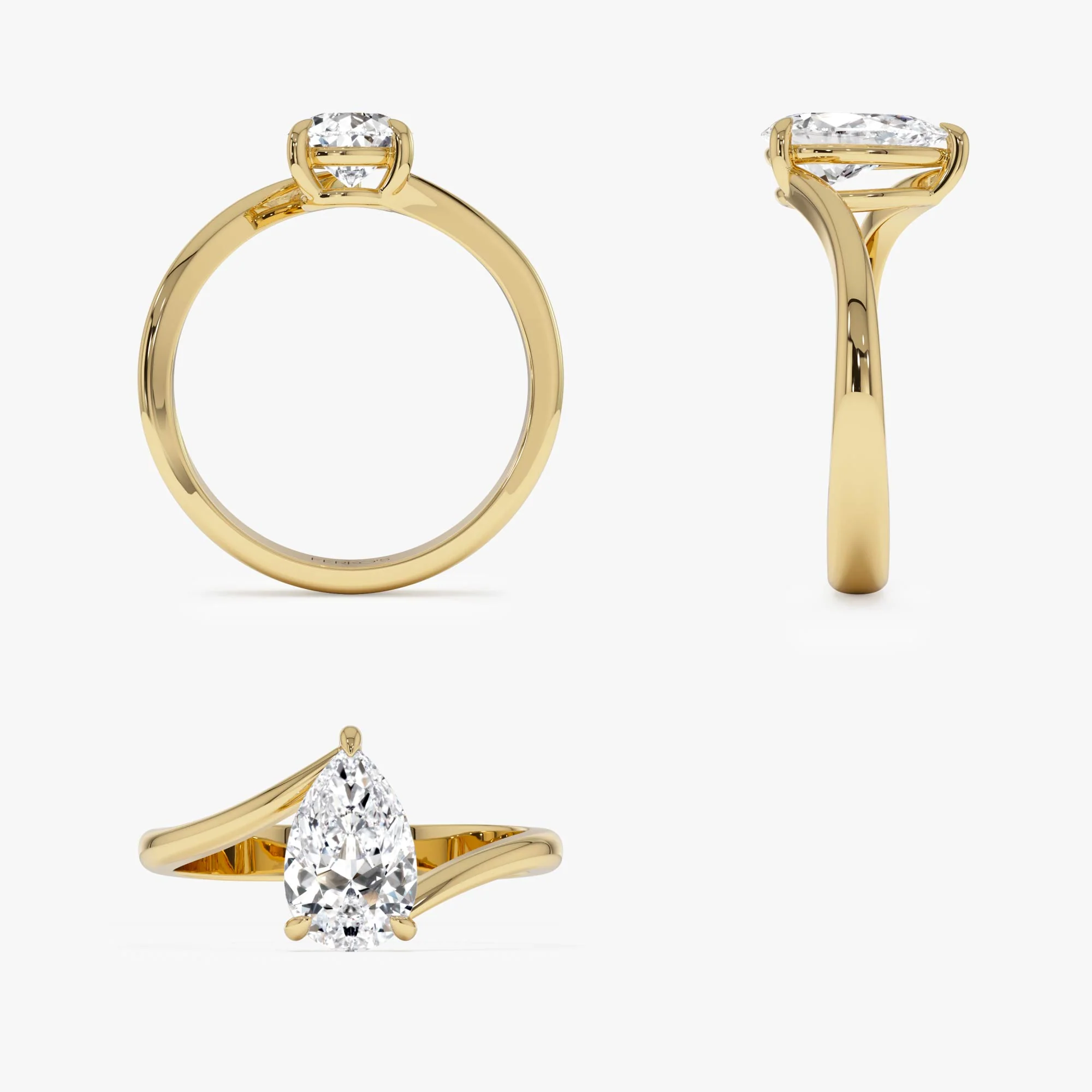 1.00 Ctw 14k Gold Pear Shape Lab Grown Diamond S Setting Engagement Ring - Kim - Image 9