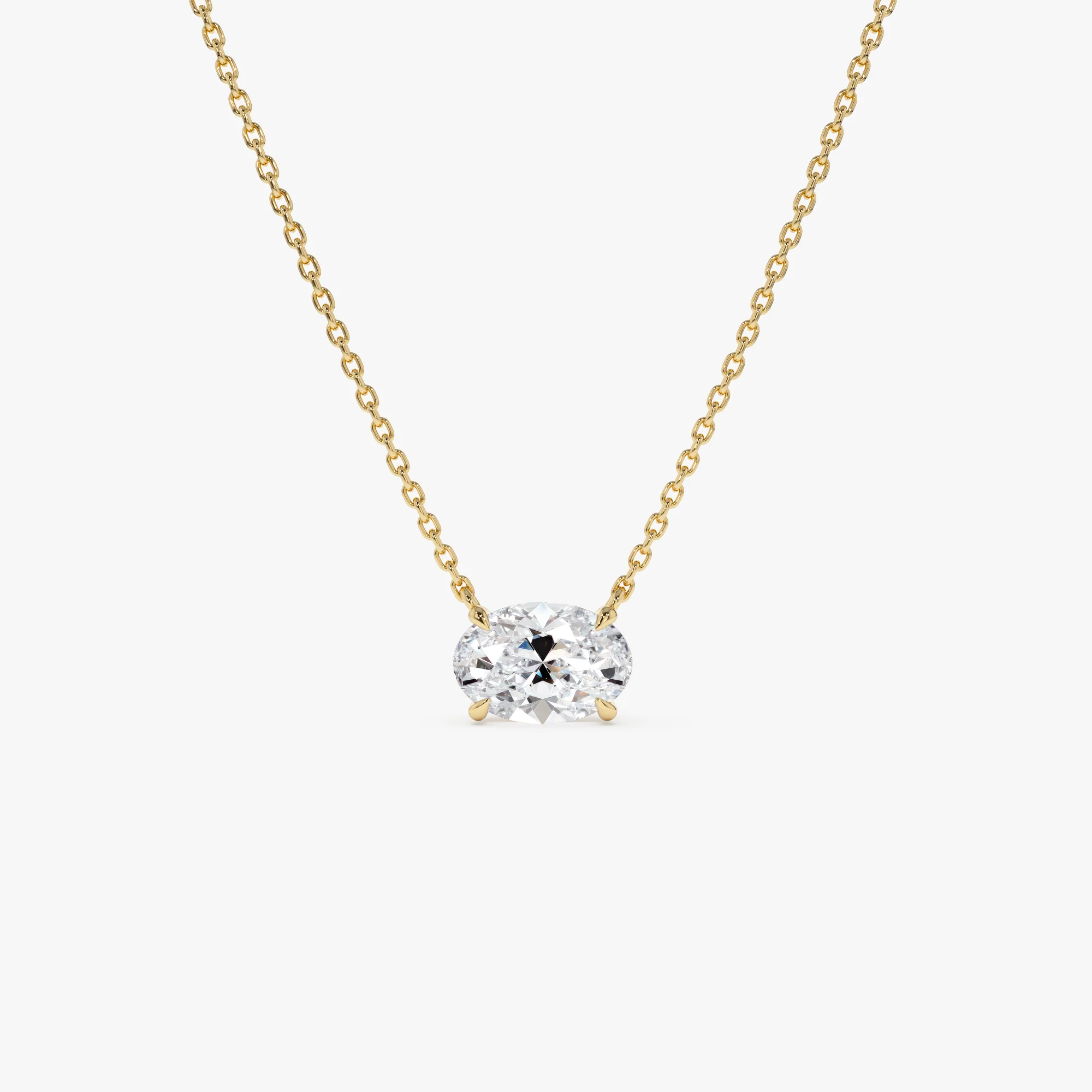 1.00 Ctw 14k Prong Setting Oval Shape Lab Grown Diamond Solitaire Necklace - Mara