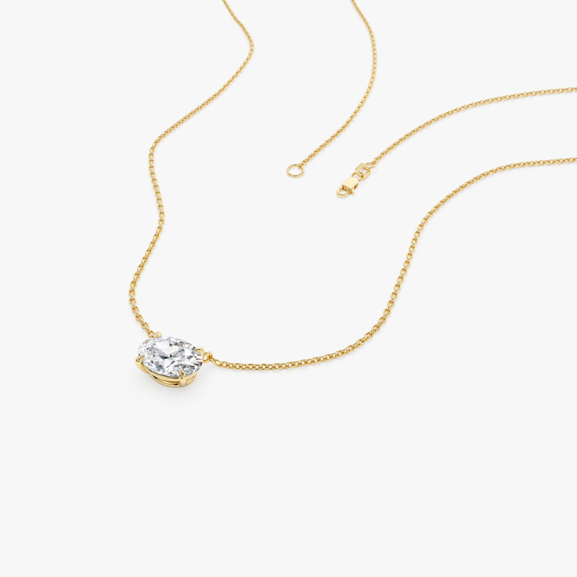 1.00 Ctw 14k Prong Setting Oval Shape Lab Grown Diamond Solitaire Necklace - Mara - Image 6