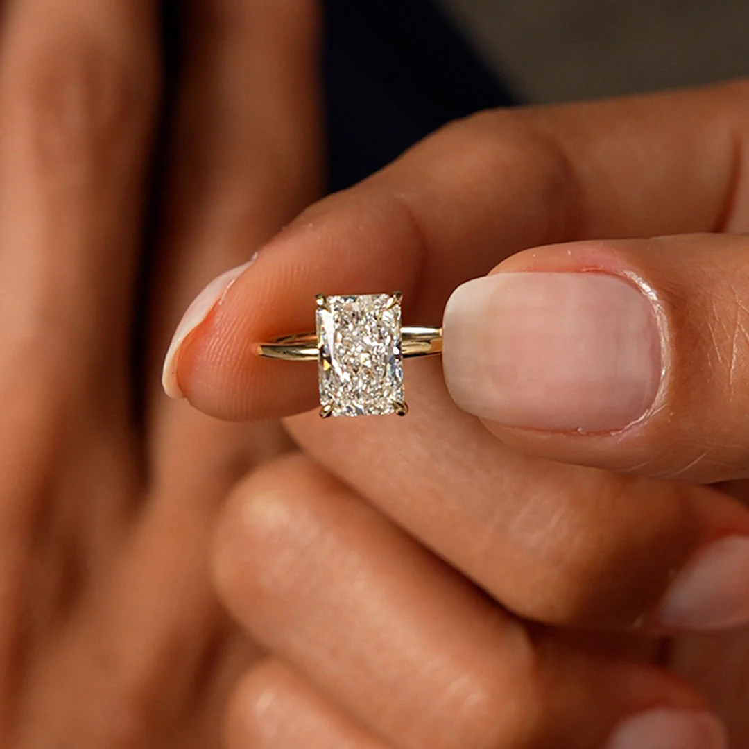 1.50 Ctw 14k Radiant Cut Lab Grown Diamond Hidden Halo Engagement Ring – Aurora - Image 2