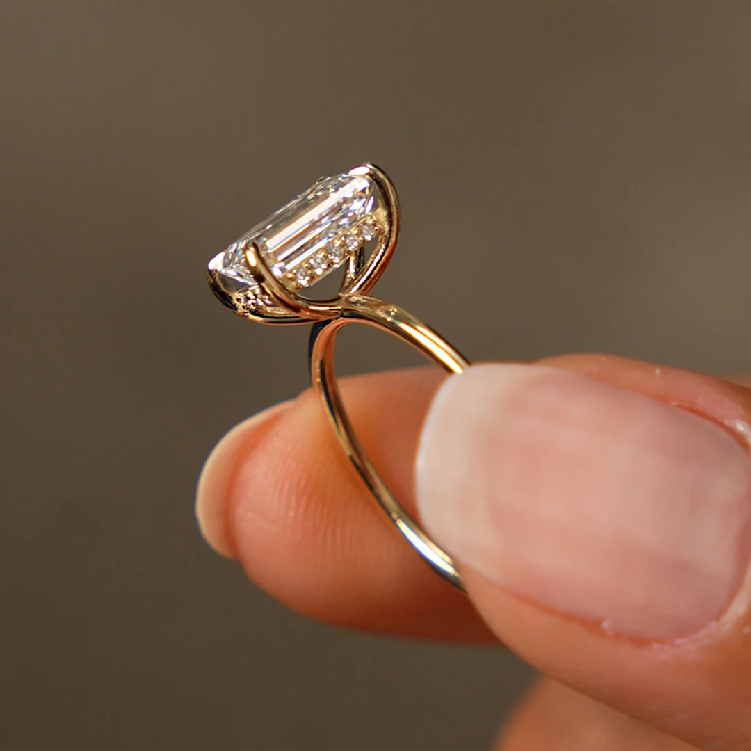 1.50 Ctw 14k Radiant Cut Lab Grown Diamond Hidden Halo Engagement Ring – Aurora - Image 5
