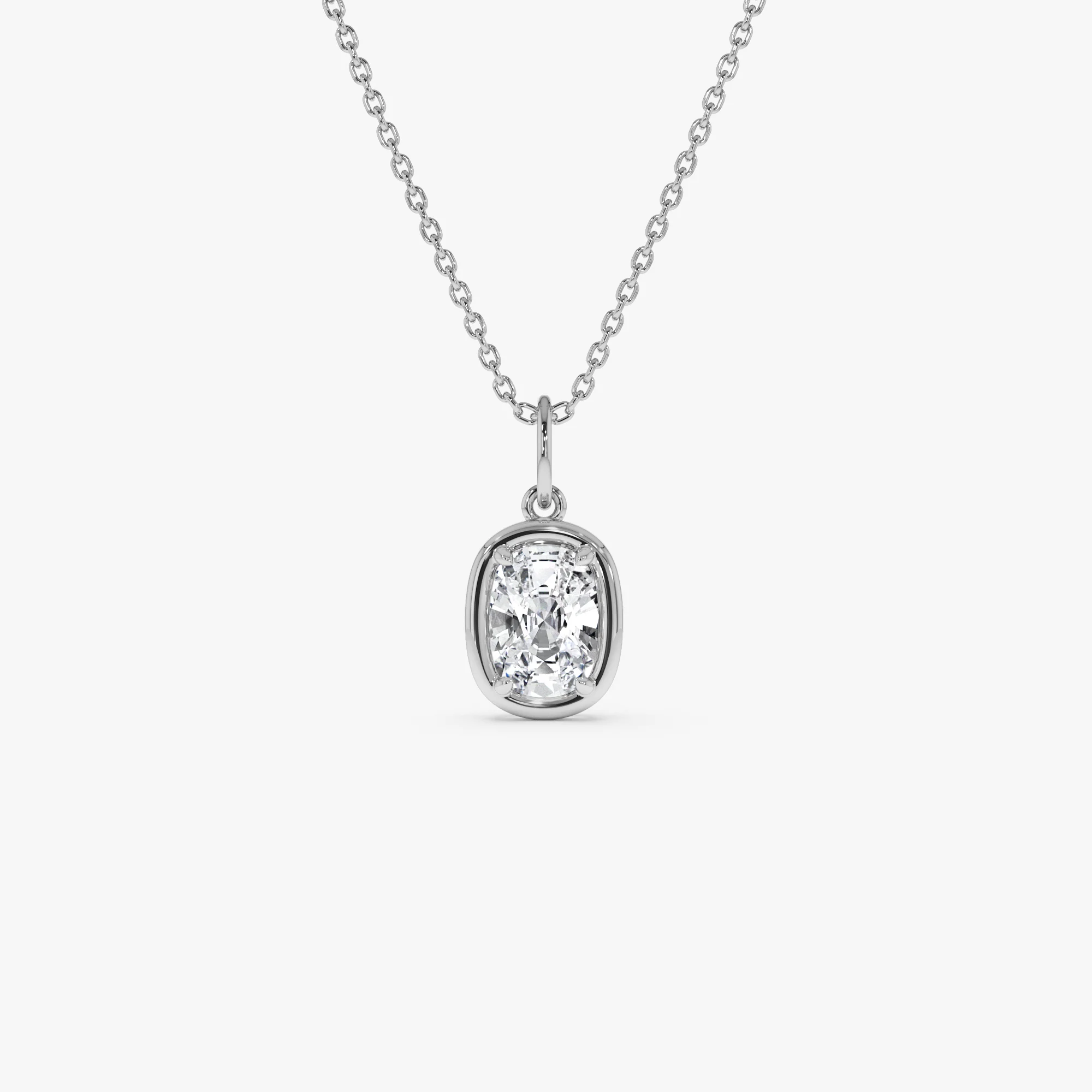 1 CTW 14k  Cushion Cut Lab Grown Diamond Pendant Necklace - Karri - Image 2