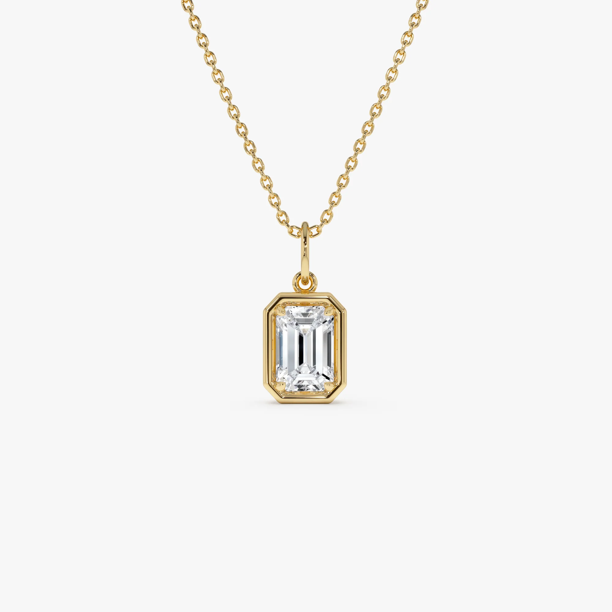 1 CTW 14k  Emerald Cut Lab Grown Diamond Pendant Necklace - Jarra
