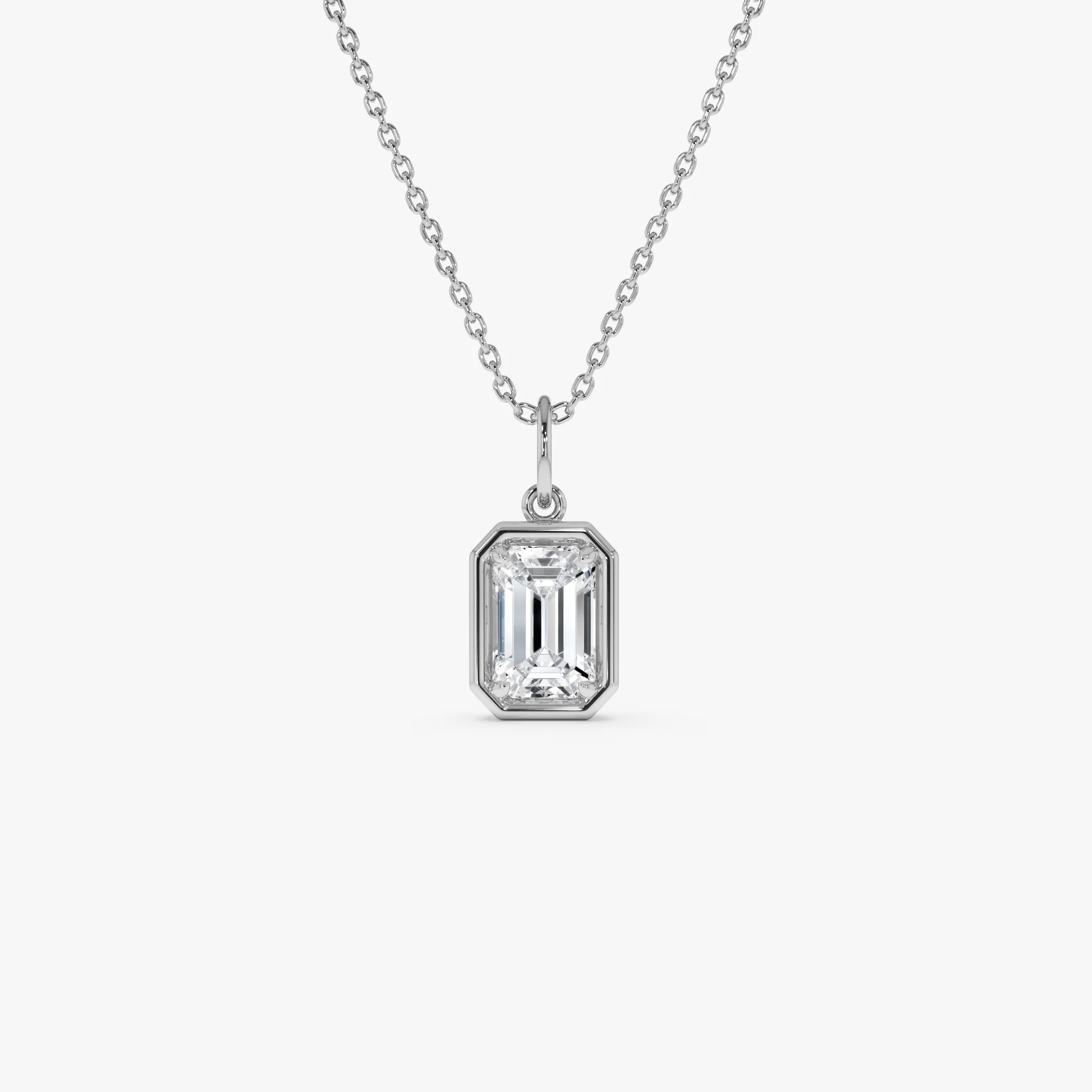 1 CTW 14k  Emerald Cut Lab Grown Diamond Pendant Necklace - Jarra - Image 2