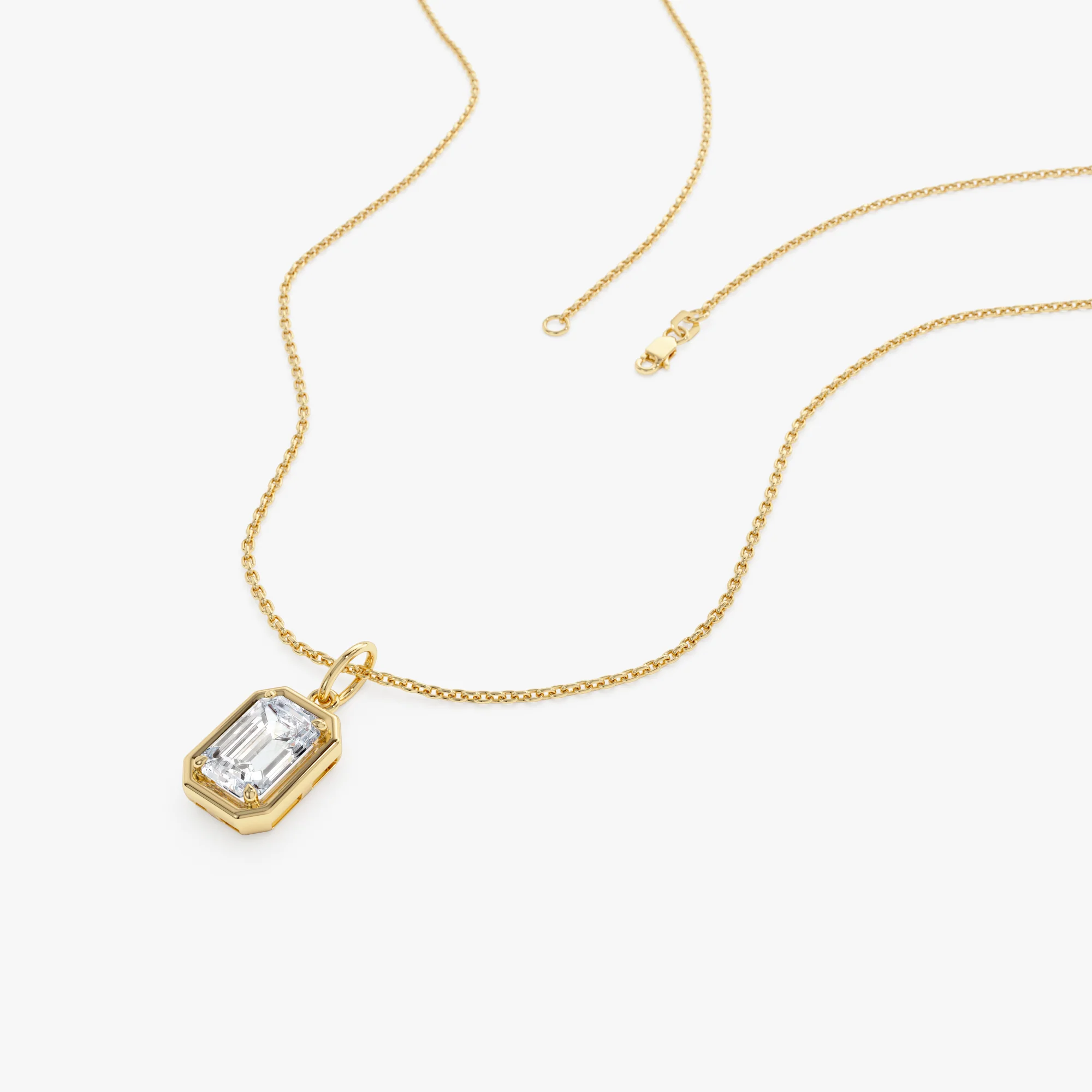 1 CTW 14k  Emerald Cut Lab Grown Diamond Pendant Necklace - Jarra - Image 3