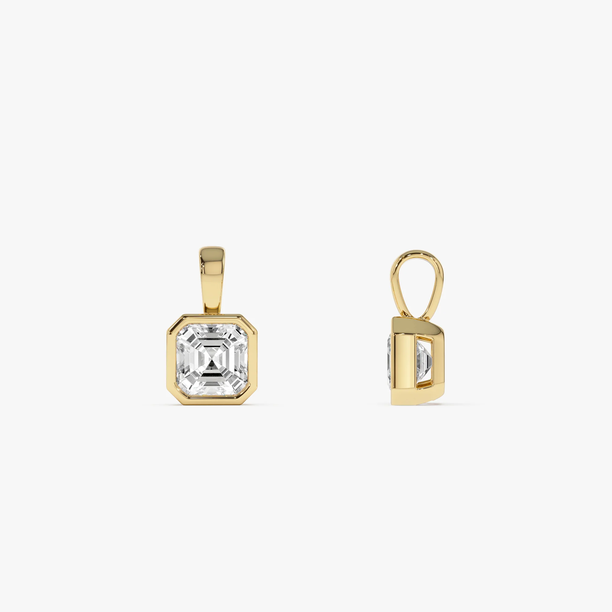 1 CTW 14K Lab Grown Bezel Set Asscher Cut Diamond Charm - Yana - Image 4
