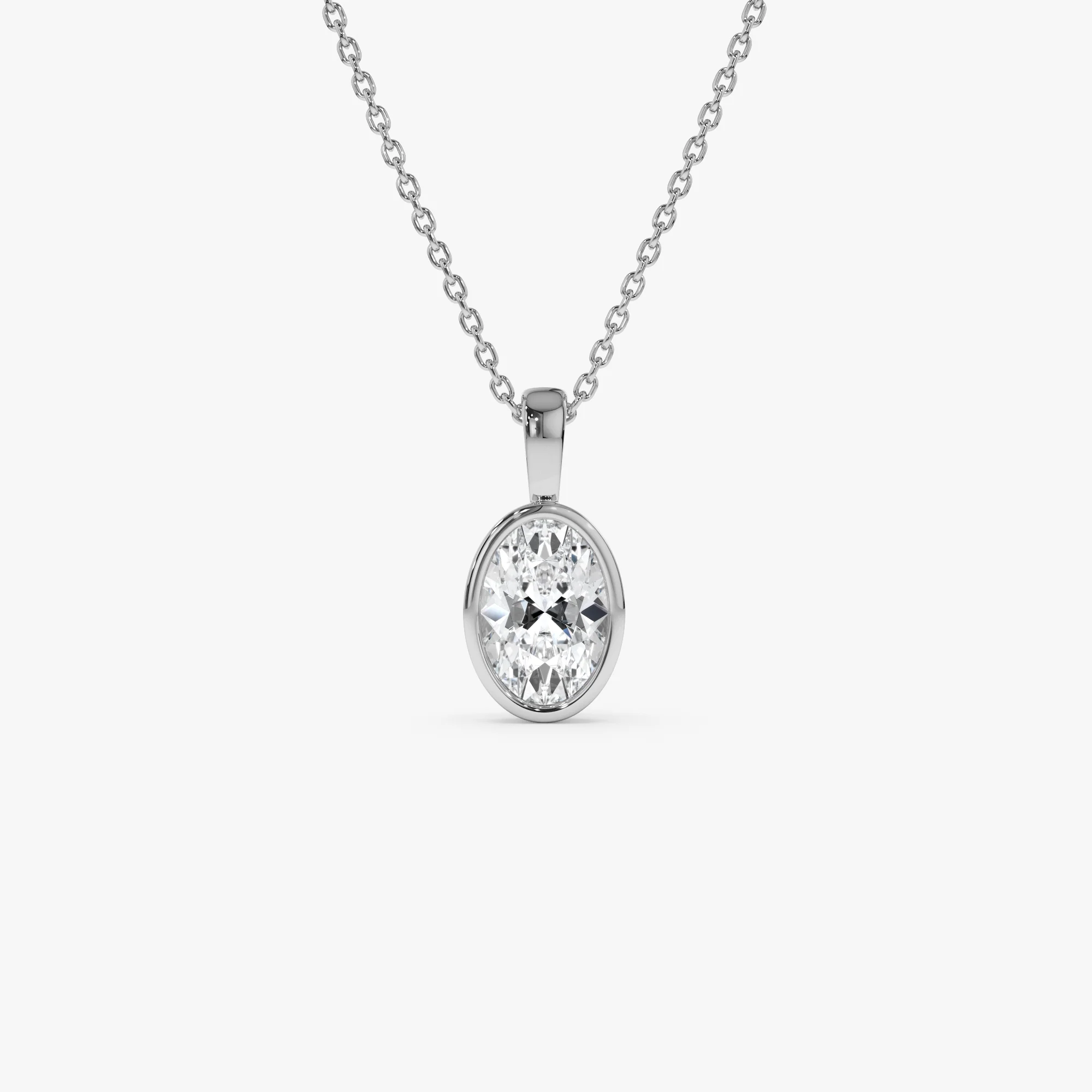 1 CTW 14K Lab Grown Bezel Set Oval Shape Diamond Charm - Yana - Image 2