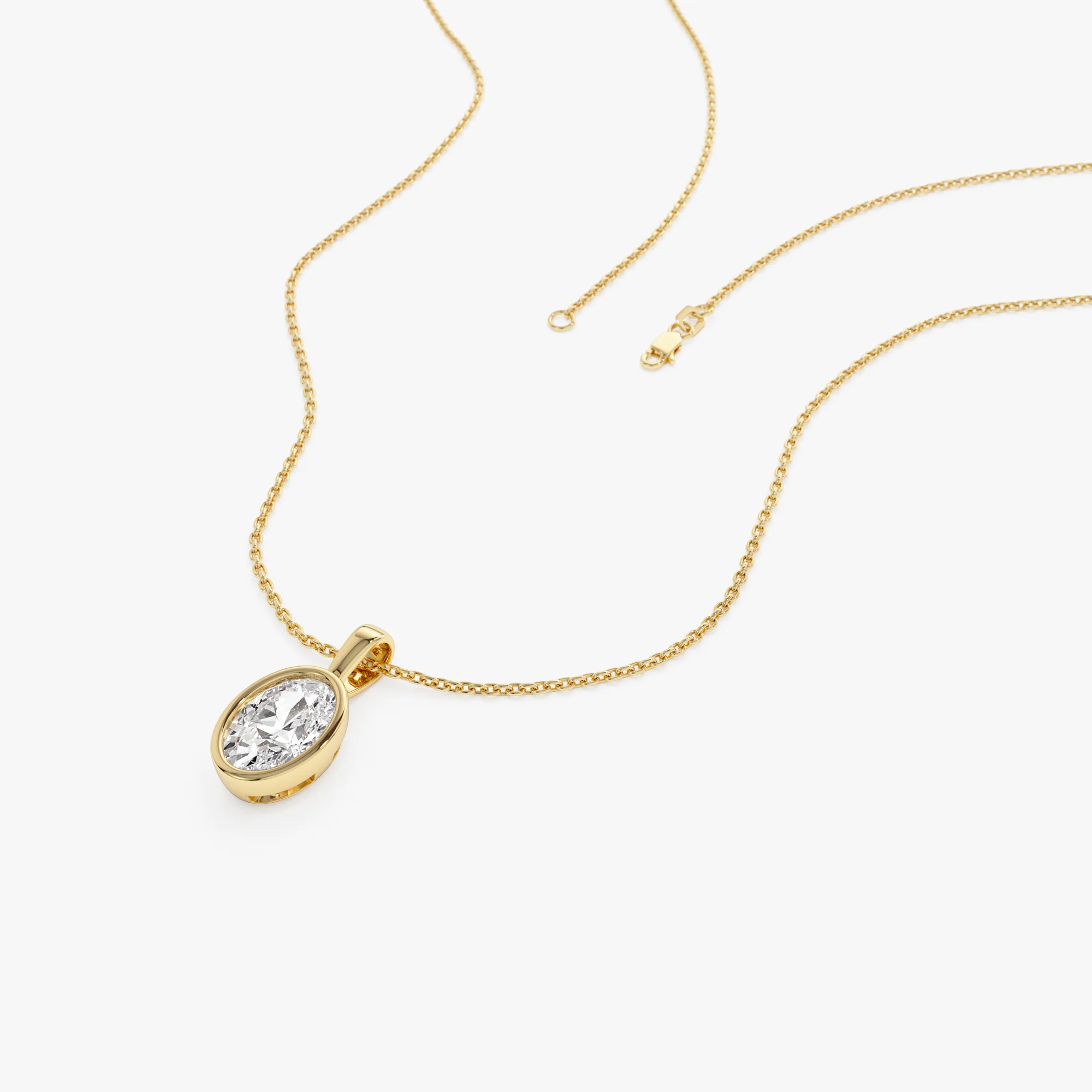 1 CTW 14K Lab Grown Bezel Set Oval Shape Diamond Charm - Yana - Image 3