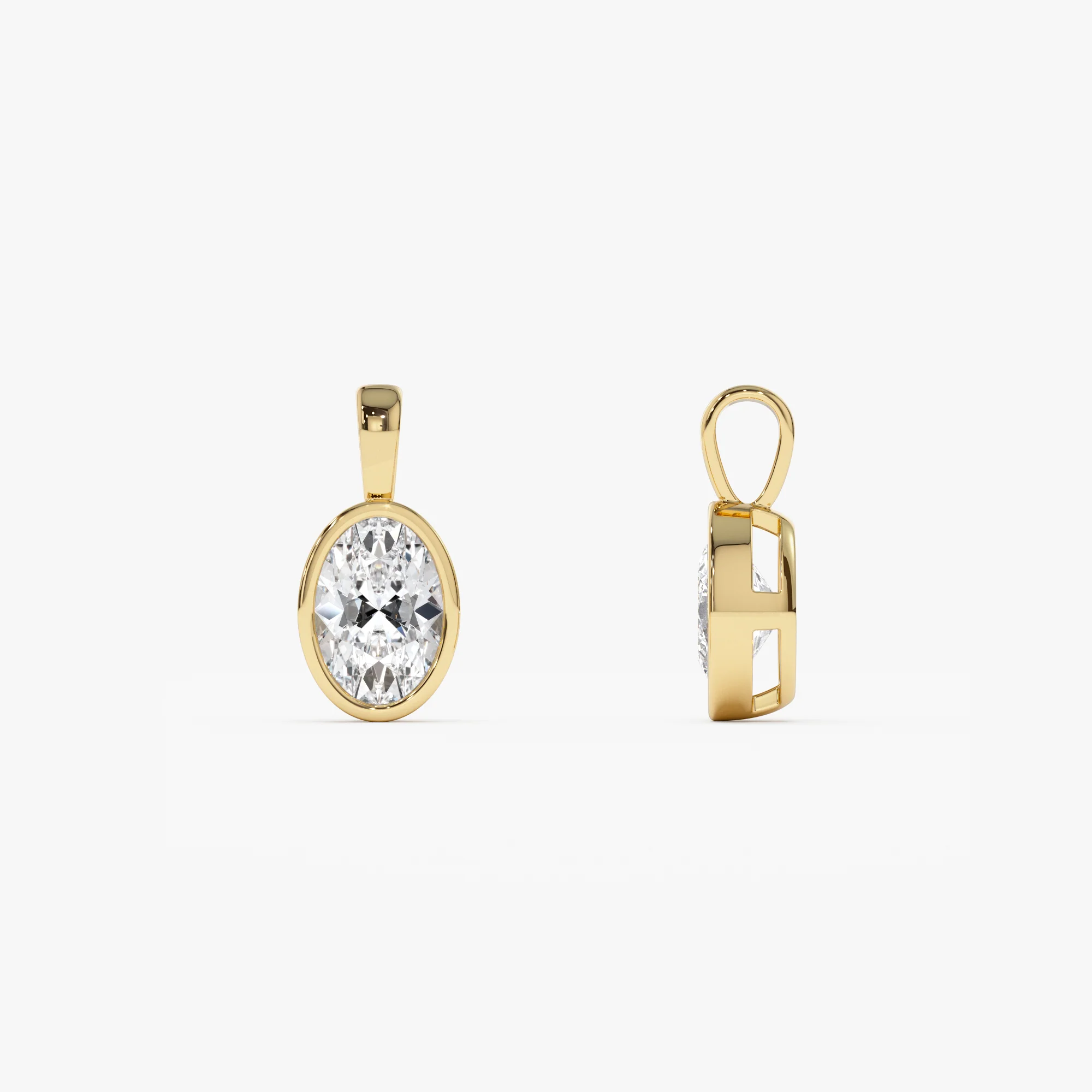 1 CTW 14K Lab Grown Bezel Set Oval Shape Diamond Charm - Yana - Image 4