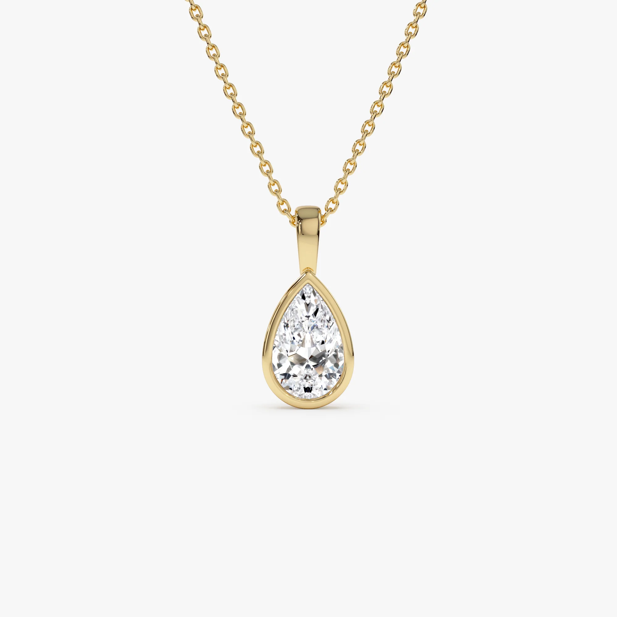 1 CTW 14K Lab Grown Bezel Set Pear Shape Diamond Charm - Yana