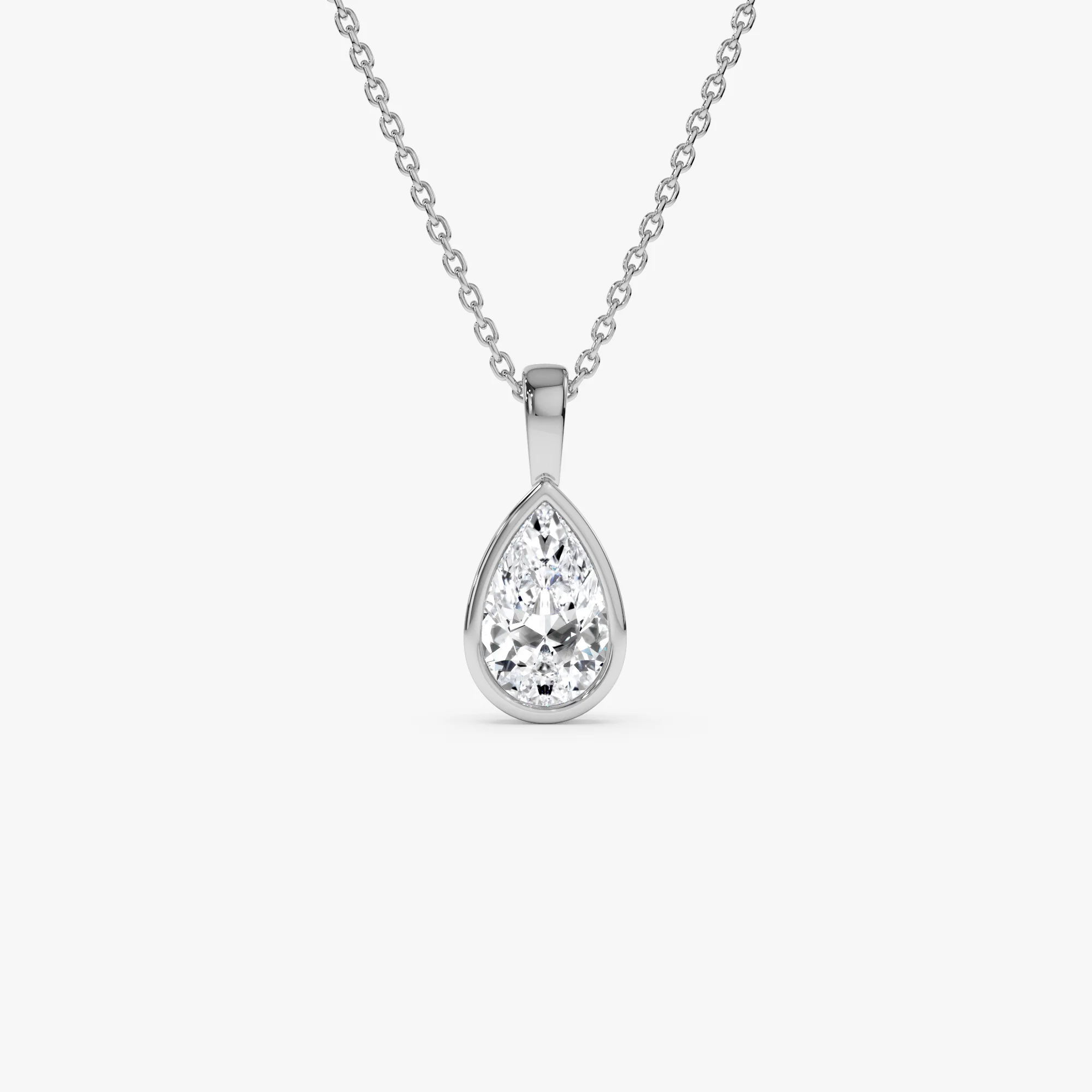 1 CTW 14K Lab Grown Bezel Set Pear Shape Diamond Charm - Yana - Image 2