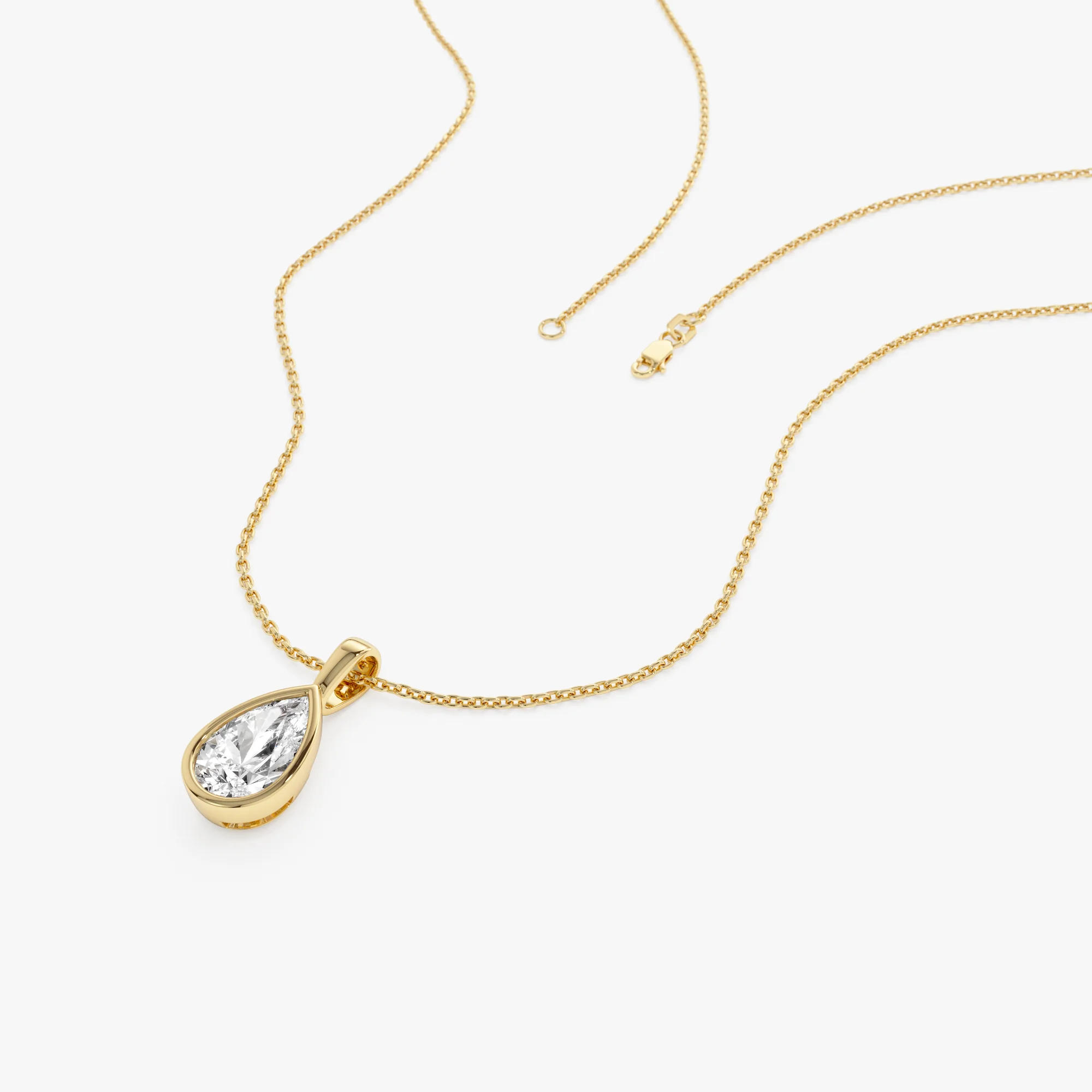 1 CTW 14K Lab Grown Bezel Set Pear Shape Diamond Charm - Yana - Image 3