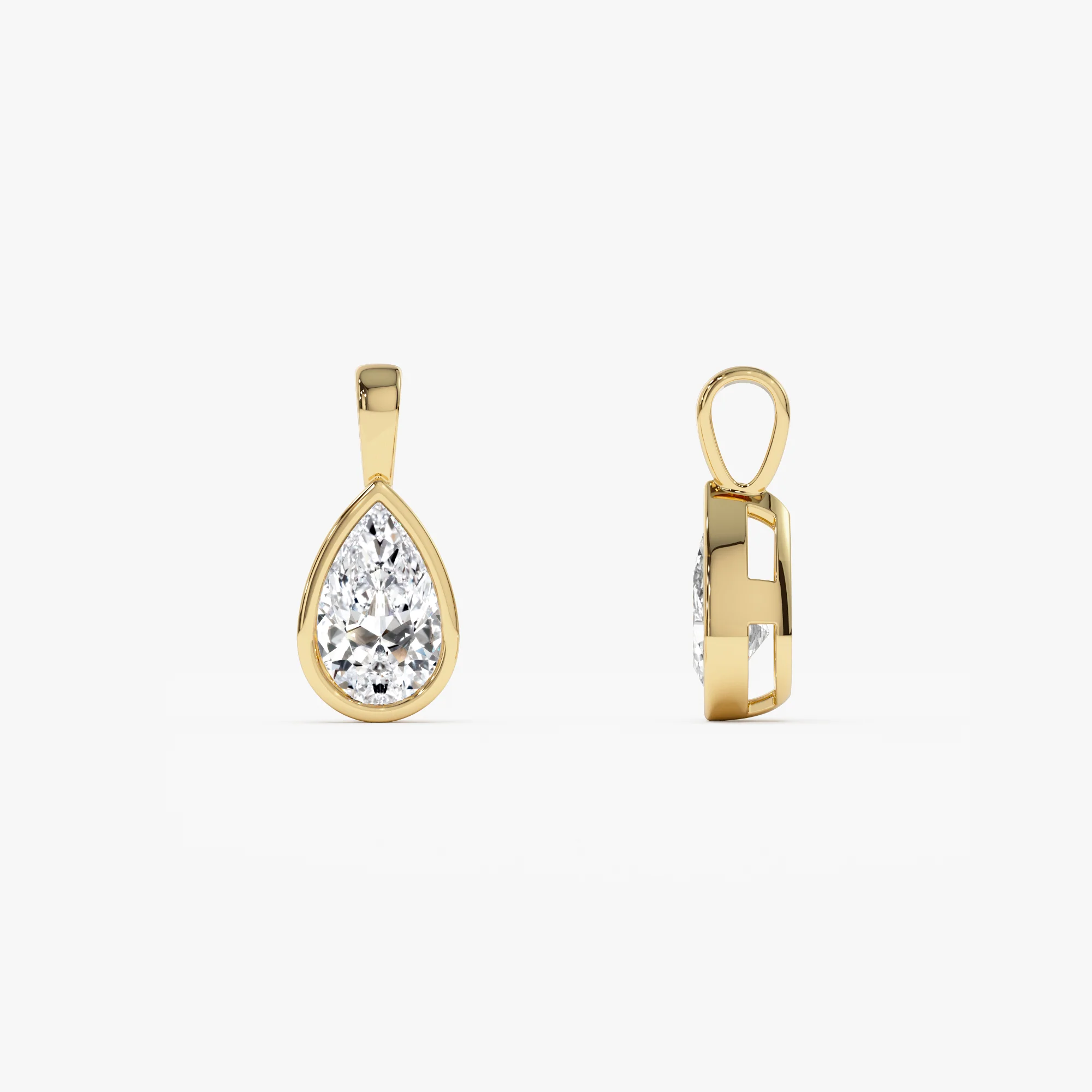 1 CTW 14K Lab Grown Bezel Set Pear Shape Diamond Charm - Yana - Image 4