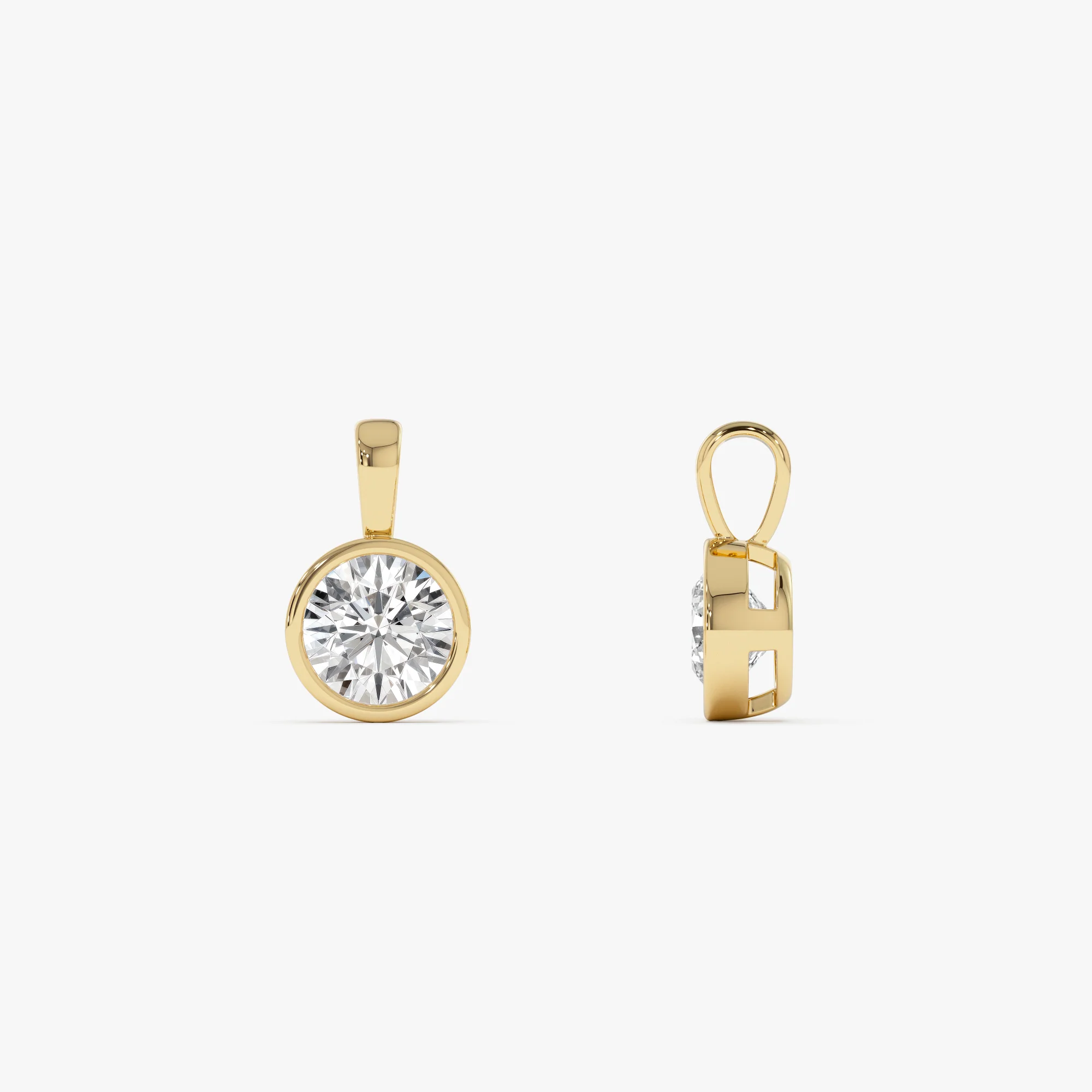1 CTW 14K Lab Grown Bezel Set Round Diamond Charm - Yana - Image 4