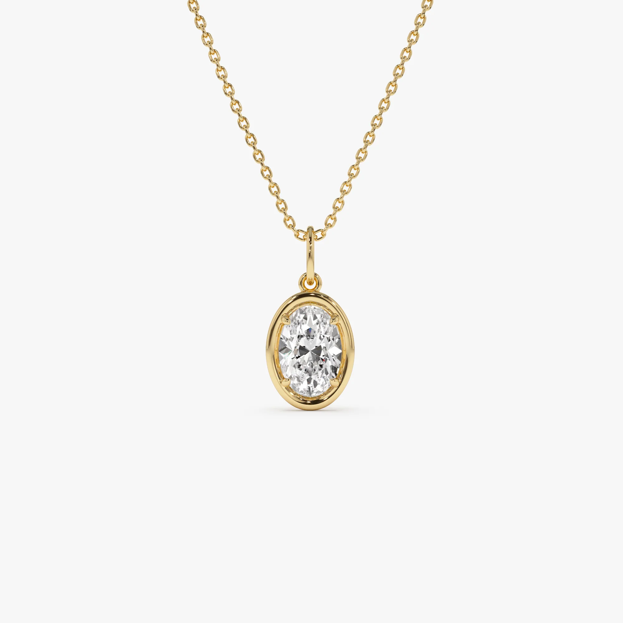 1 CTW 14k Oval Shaped Lab Grown Diamond Pendant Necklace - Bindi