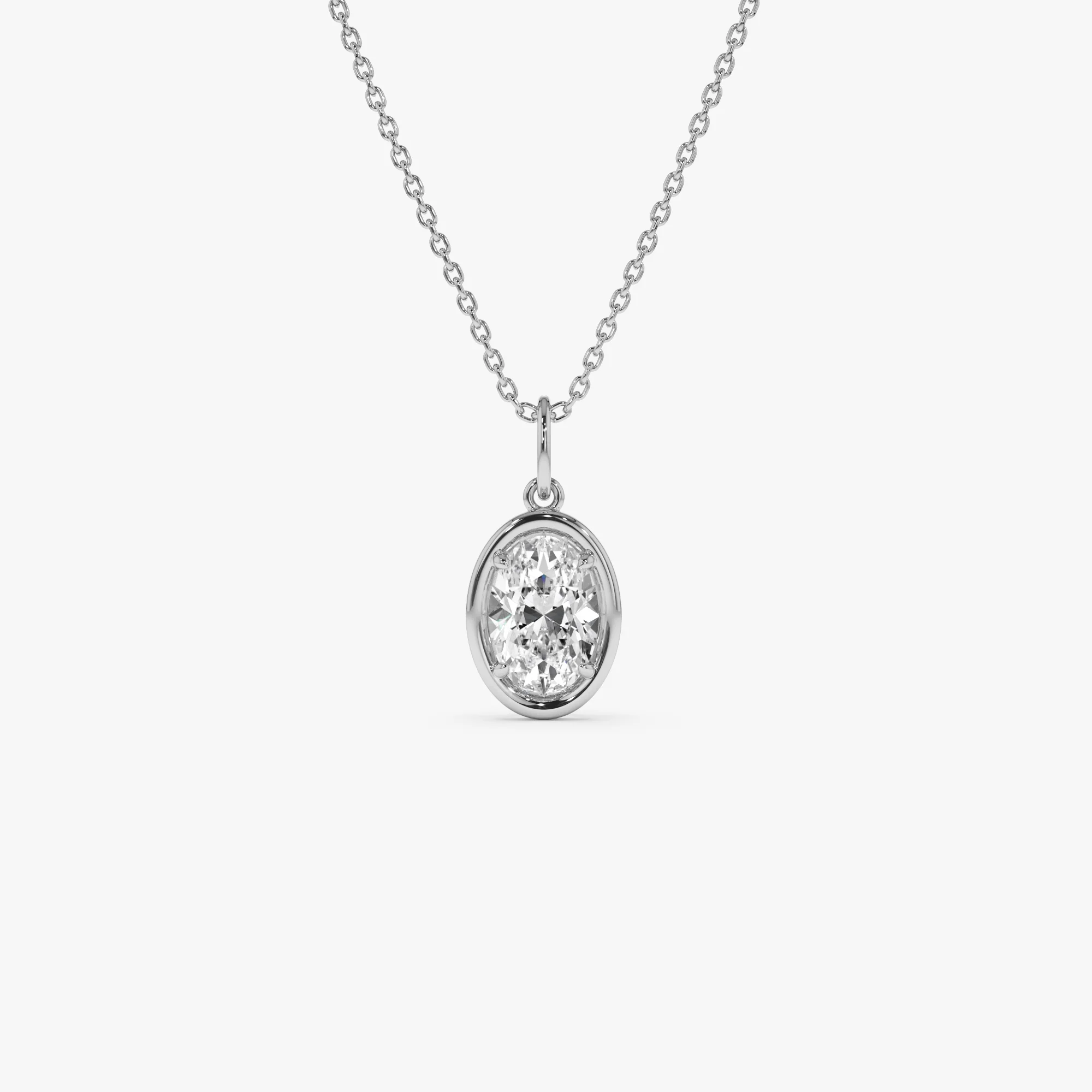 1 CTW 14k Oval Shaped Lab Grown Diamond Pendant Necklace - Bindi - Image 2