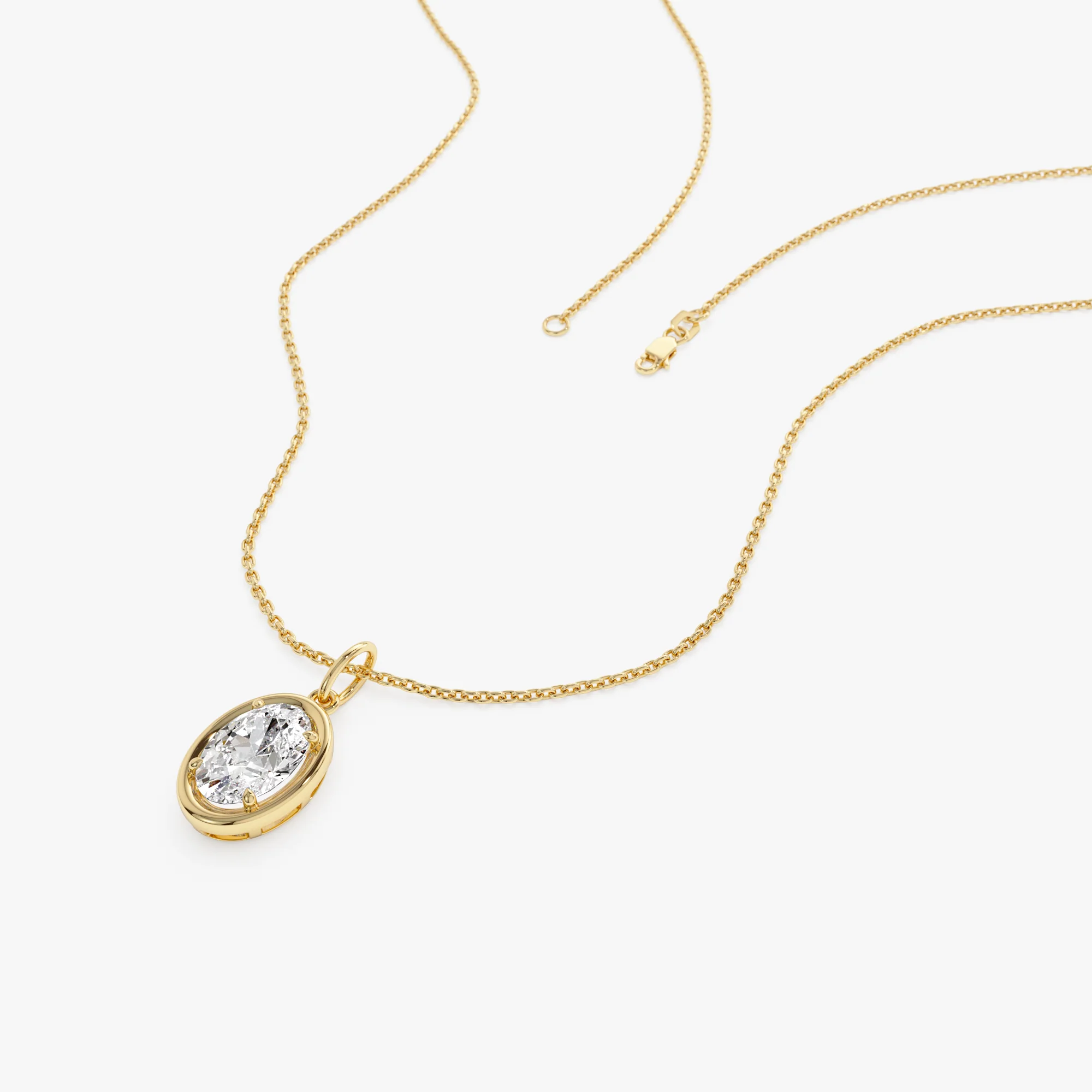 1 CTW 14k Oval Shaped Lab Grown Diamond Pendant Necklace - Bindi - Image 3