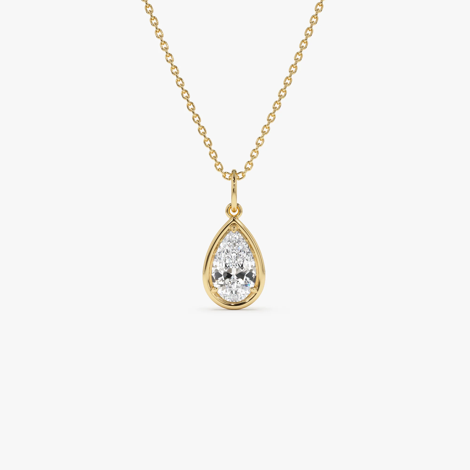 1 CTW 14k Pear Shaped Lab Grown Diamond Pendant Necklace - Vesta