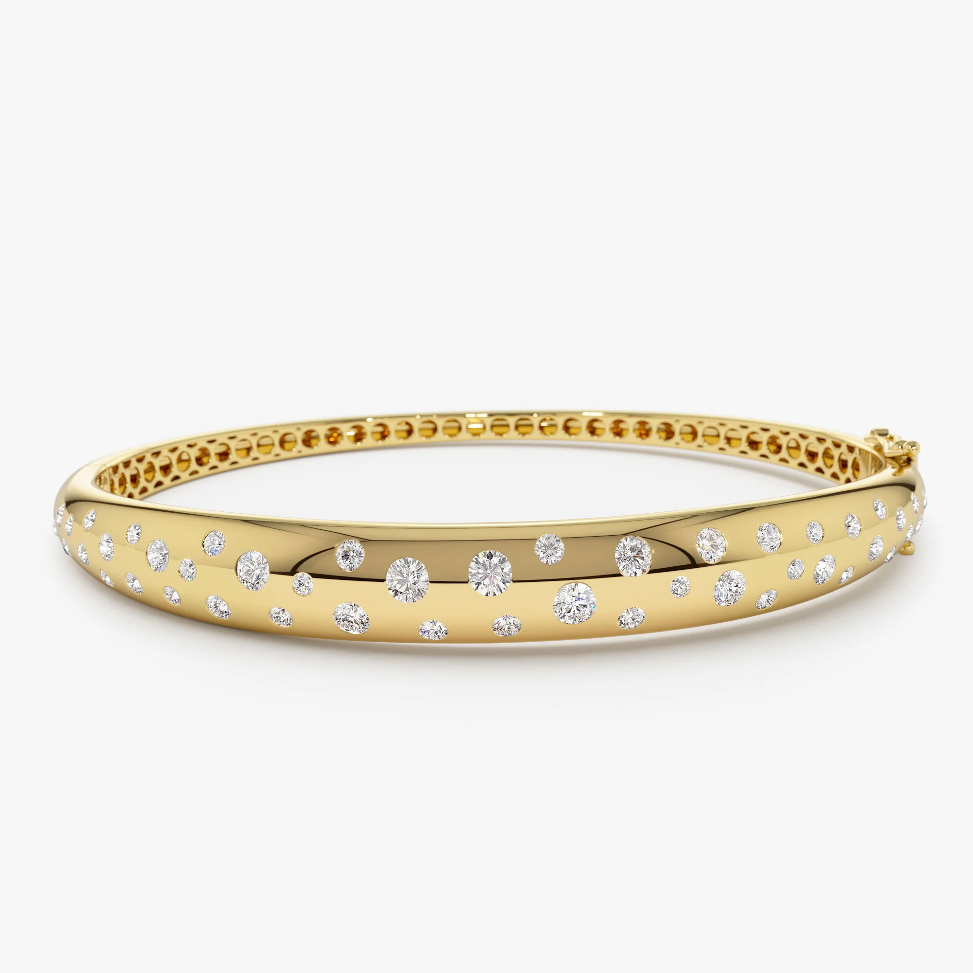 14k 1.20ctw Dome Floating Diamond Bangle Bracelet