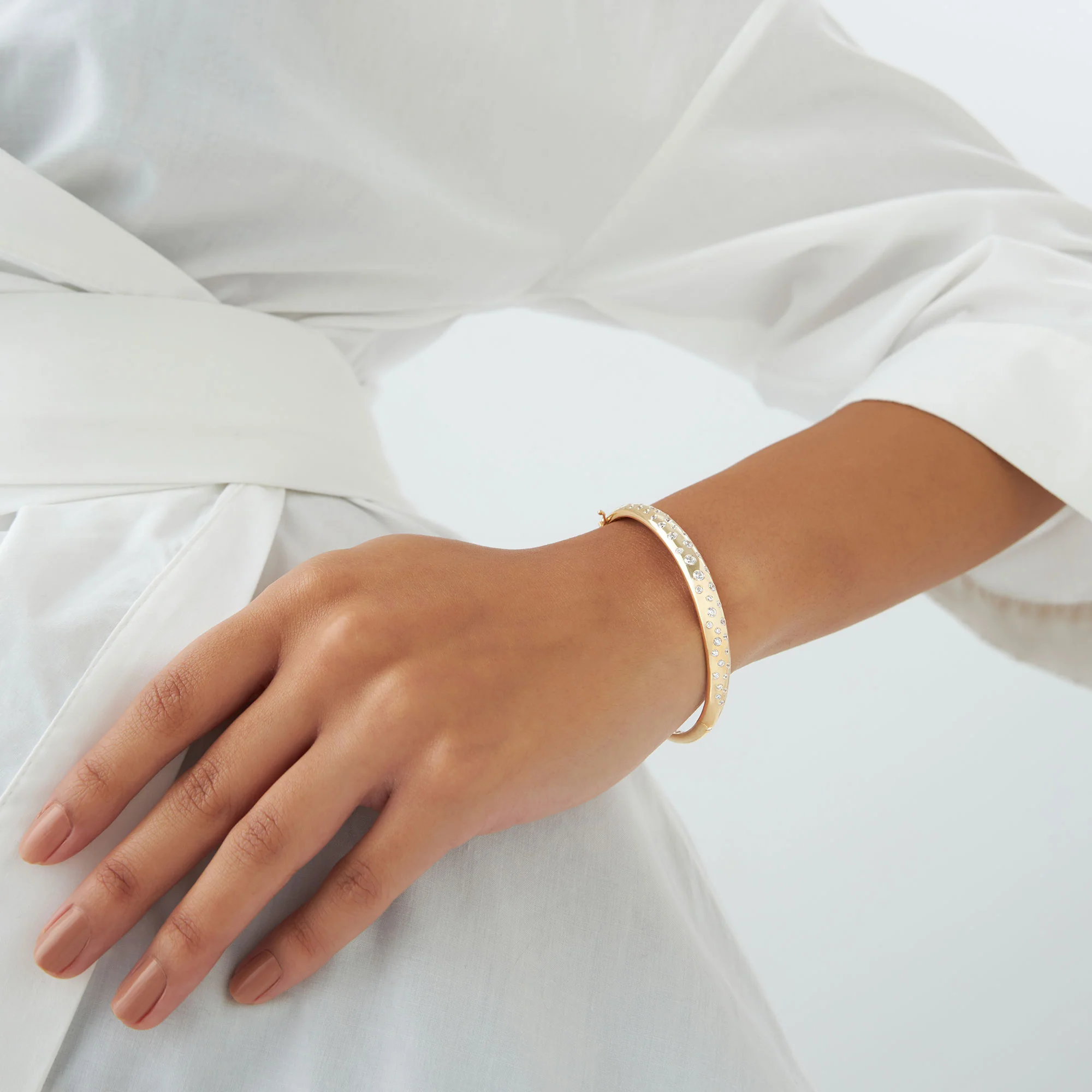 14k 1.20ctw Dome Floating Diamond Bangle Bracelet - Image 5