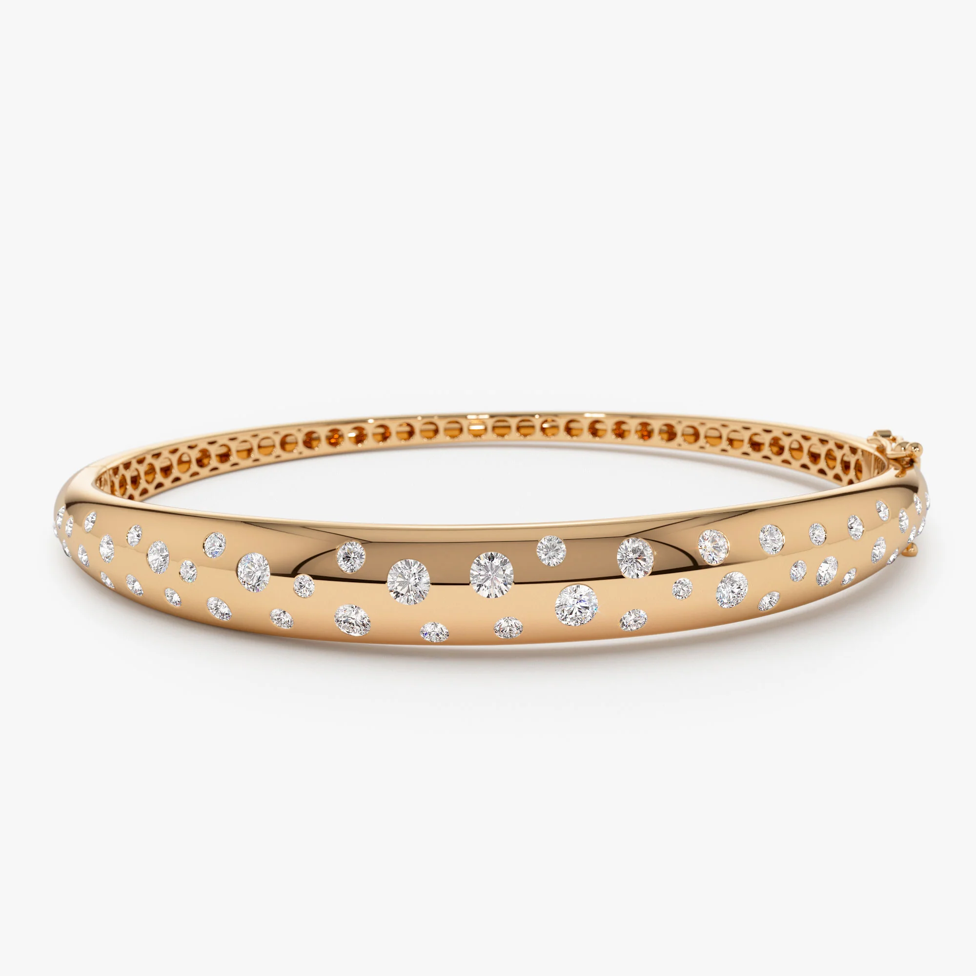 14k 1.20ctw Dome Floating Diamond Bangle Bracelet - Image 6