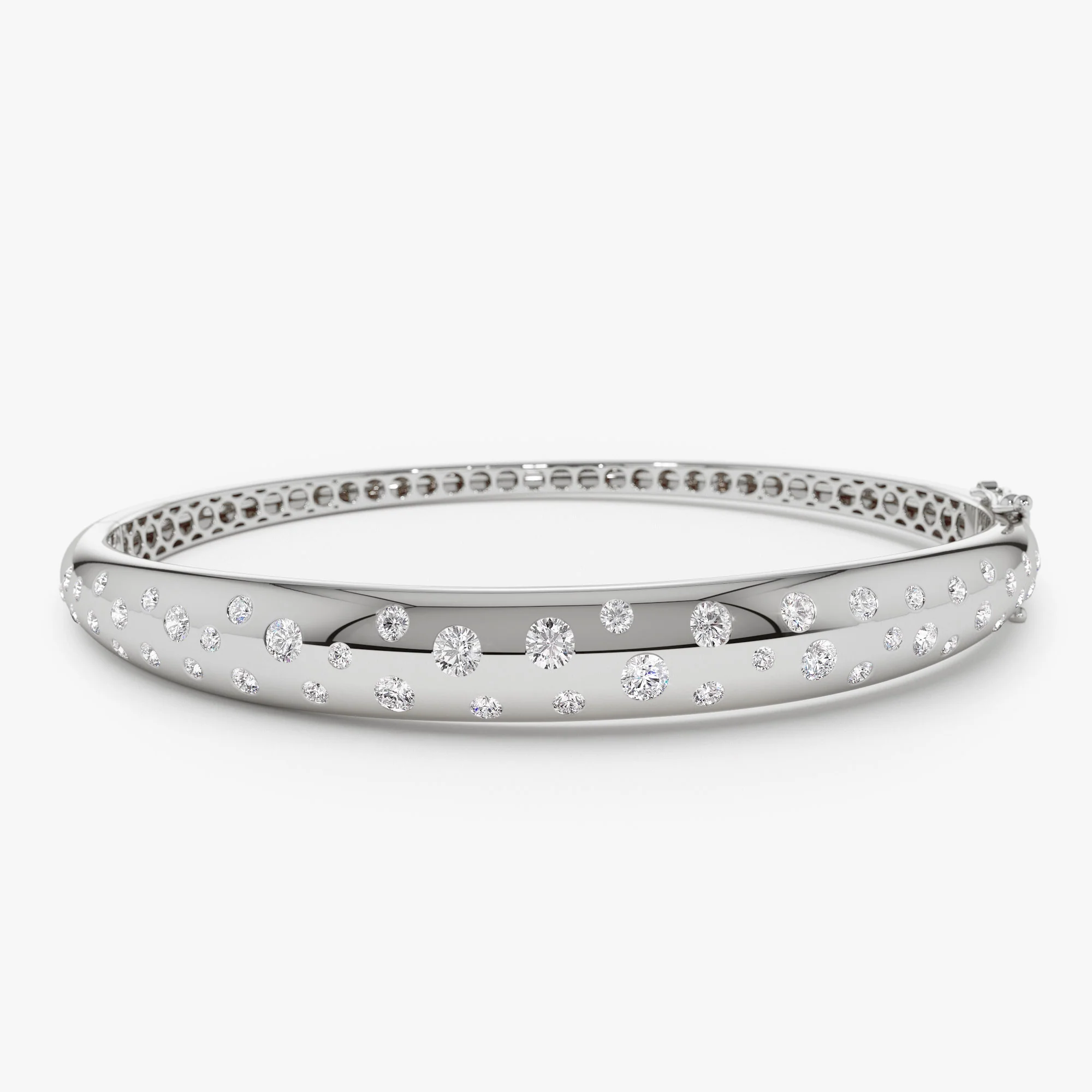 14k 1.20ctw Dome Floating Diamond Bangle Bracelet - Image 7