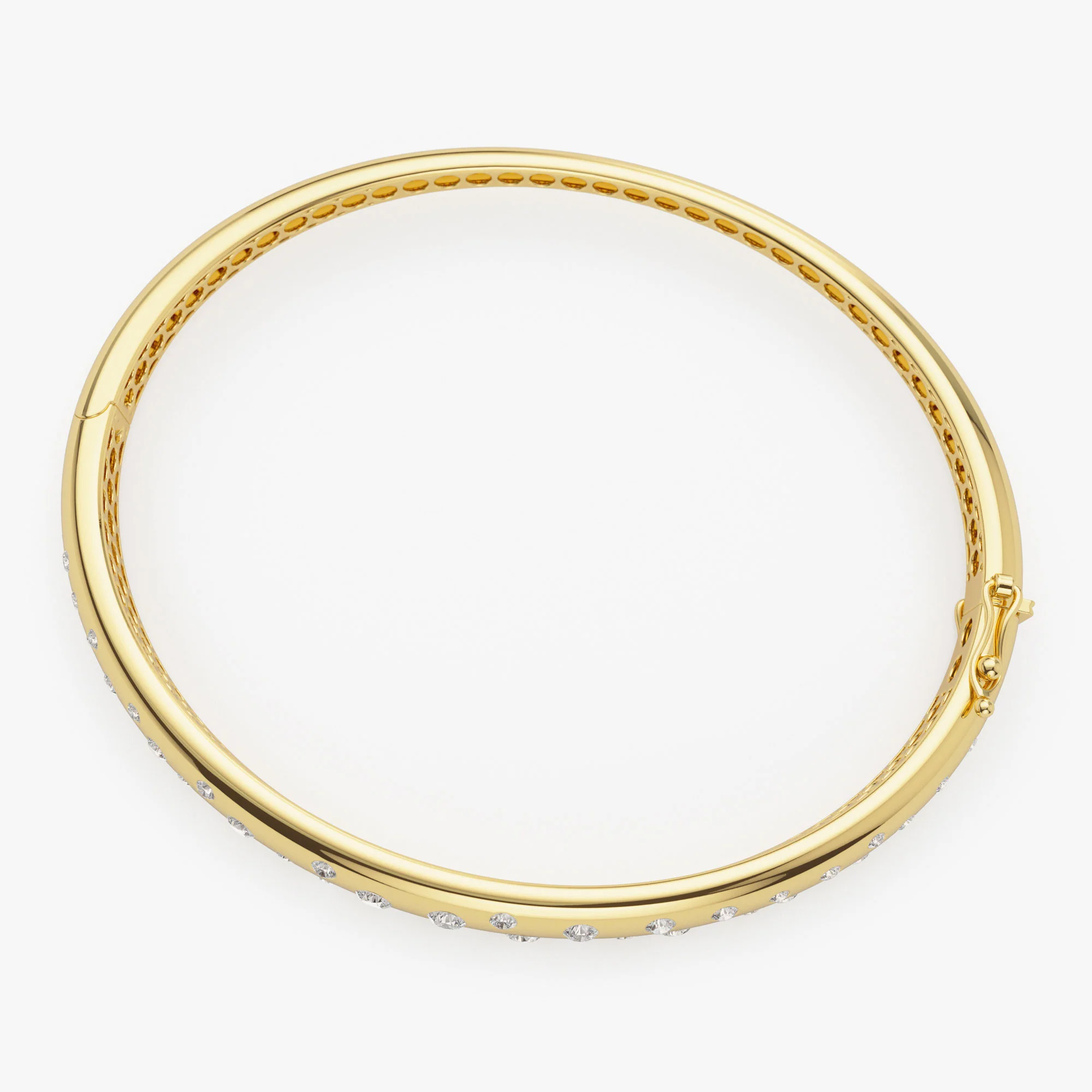 14k 1.20ctw Dome Floating Diamond Bangle Bracelet - Image 8
