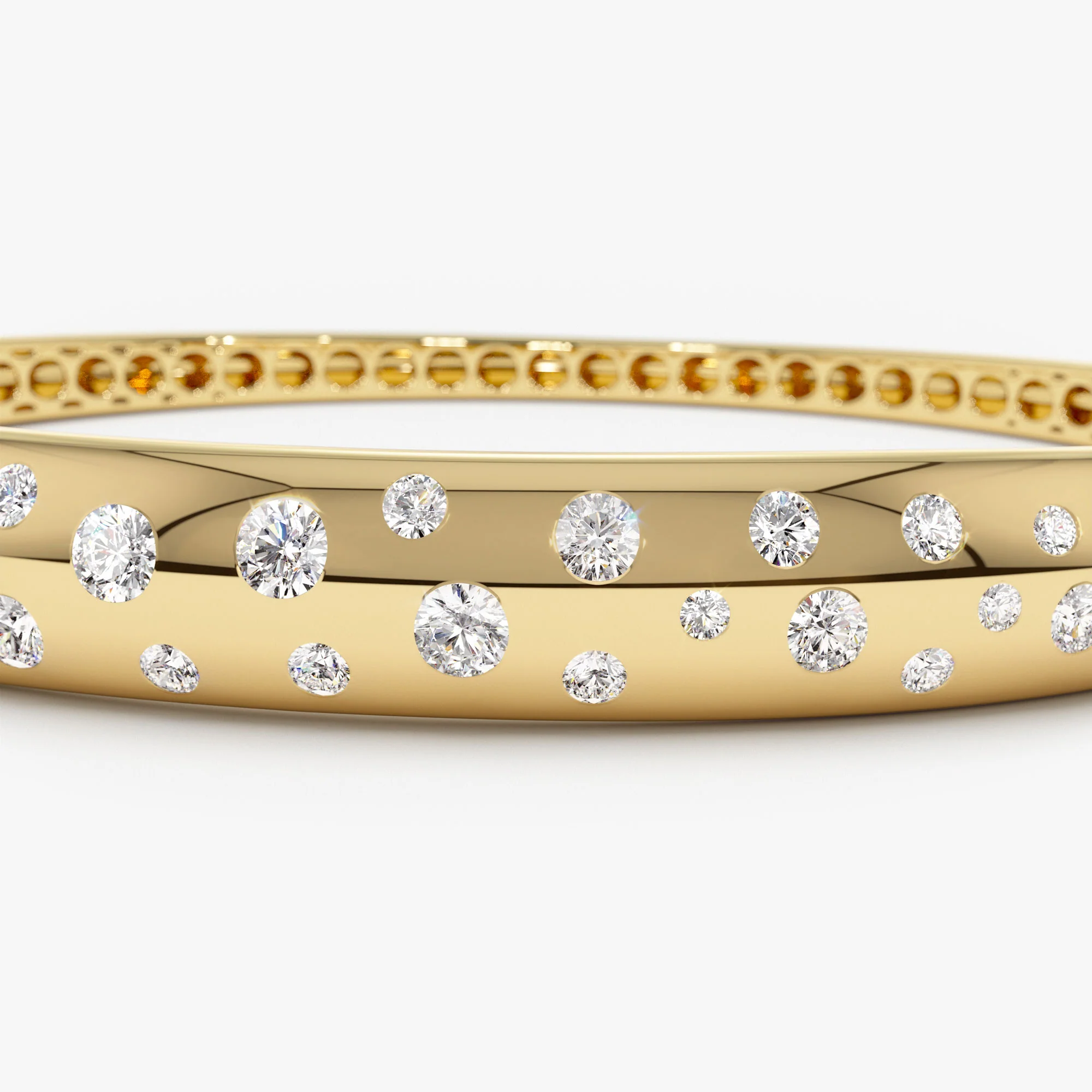 14k 1.20ctw Dome Floating Diamond Bangle Bracelet - Image 9