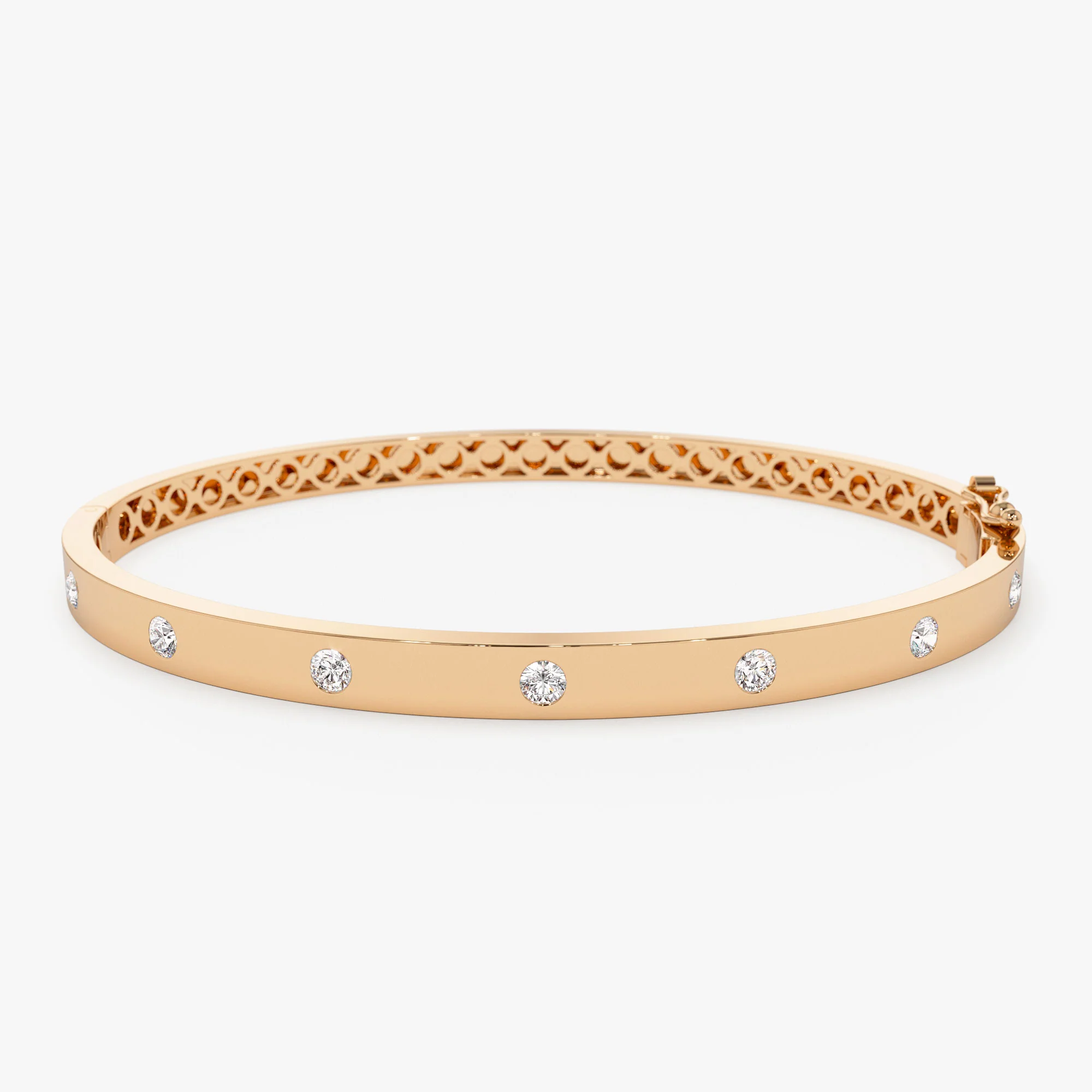 14K 4mm Diamond Bangle Bracelet - Image 5