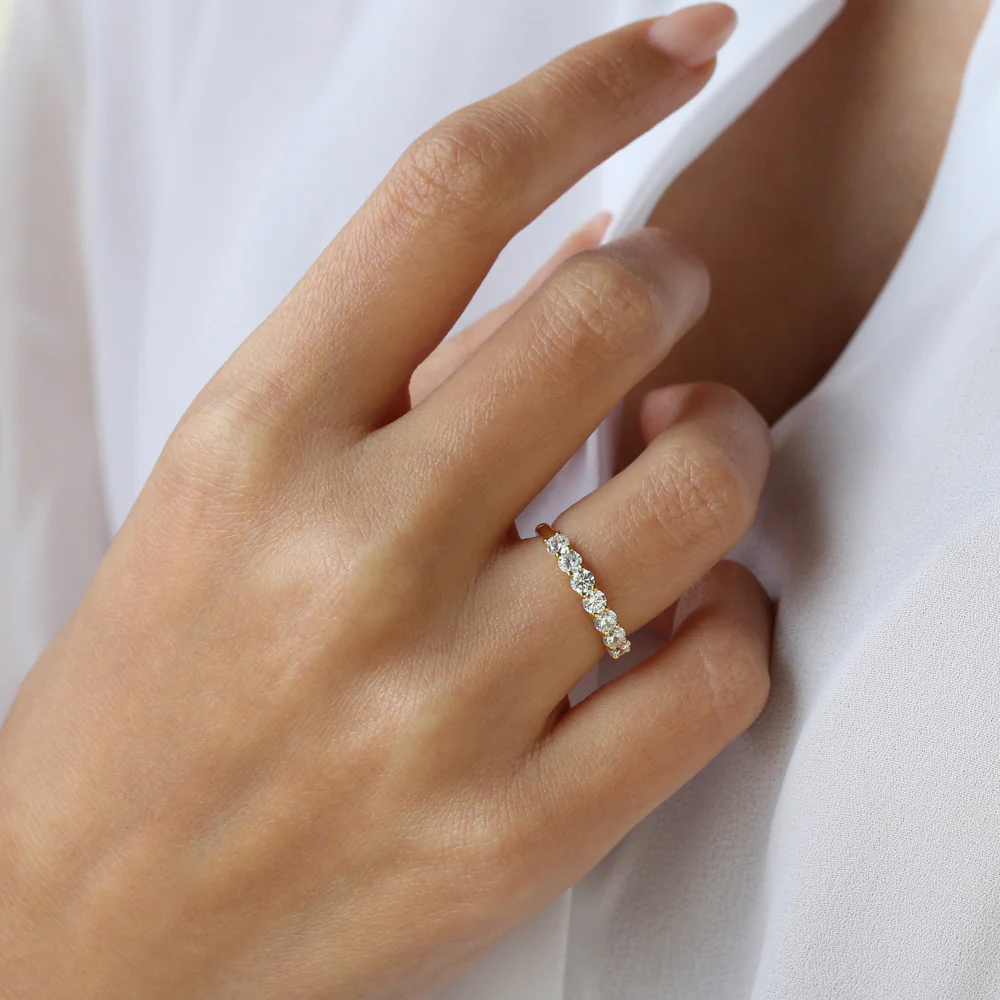0.70 ctw 14k Seven Stone Basket Setting Lab Grown Diamond Ring - Hazel - Image 2
