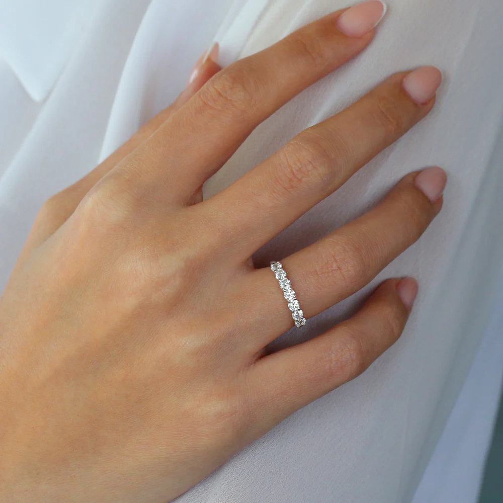 0.70 ctw 14k Seven Stone Basket Setting Lab Grown Diamond Ring - Hazel - Image 5