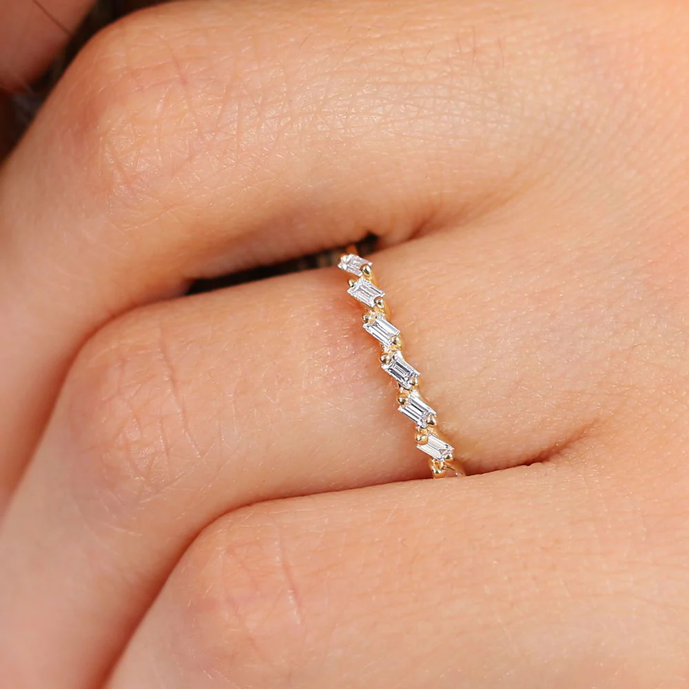 14k 7 Stone Slanted Baguette Diamond Ring - Image 2