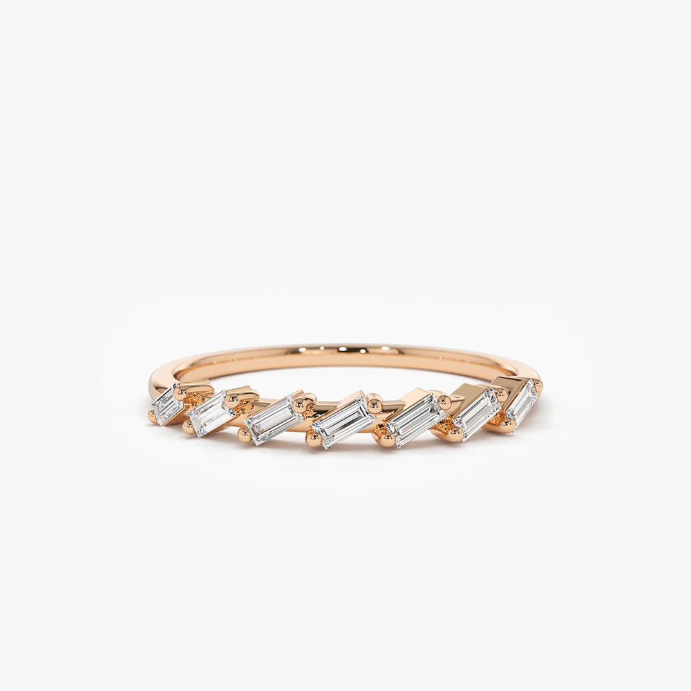 14k 7 Stone Slanted Baguette Diamond Ring - Image 5
