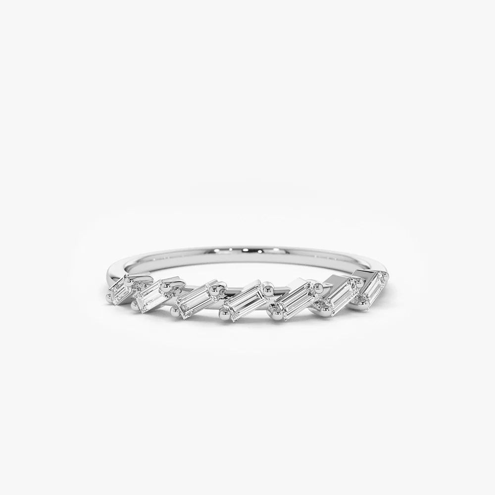 14k 7 Stone Slanted Baguette Diamond Ring - Image 6