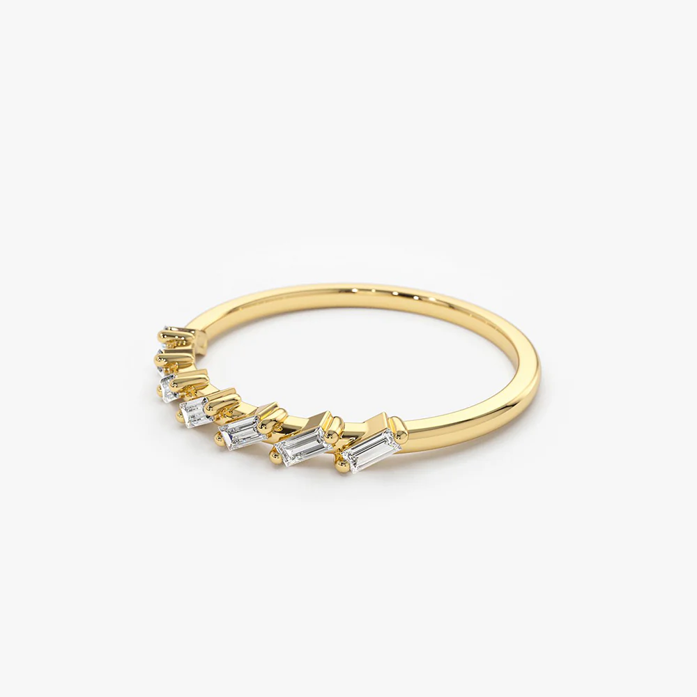 14k 7 Stone Slanted Baguette Diamond Ring - Image 7
