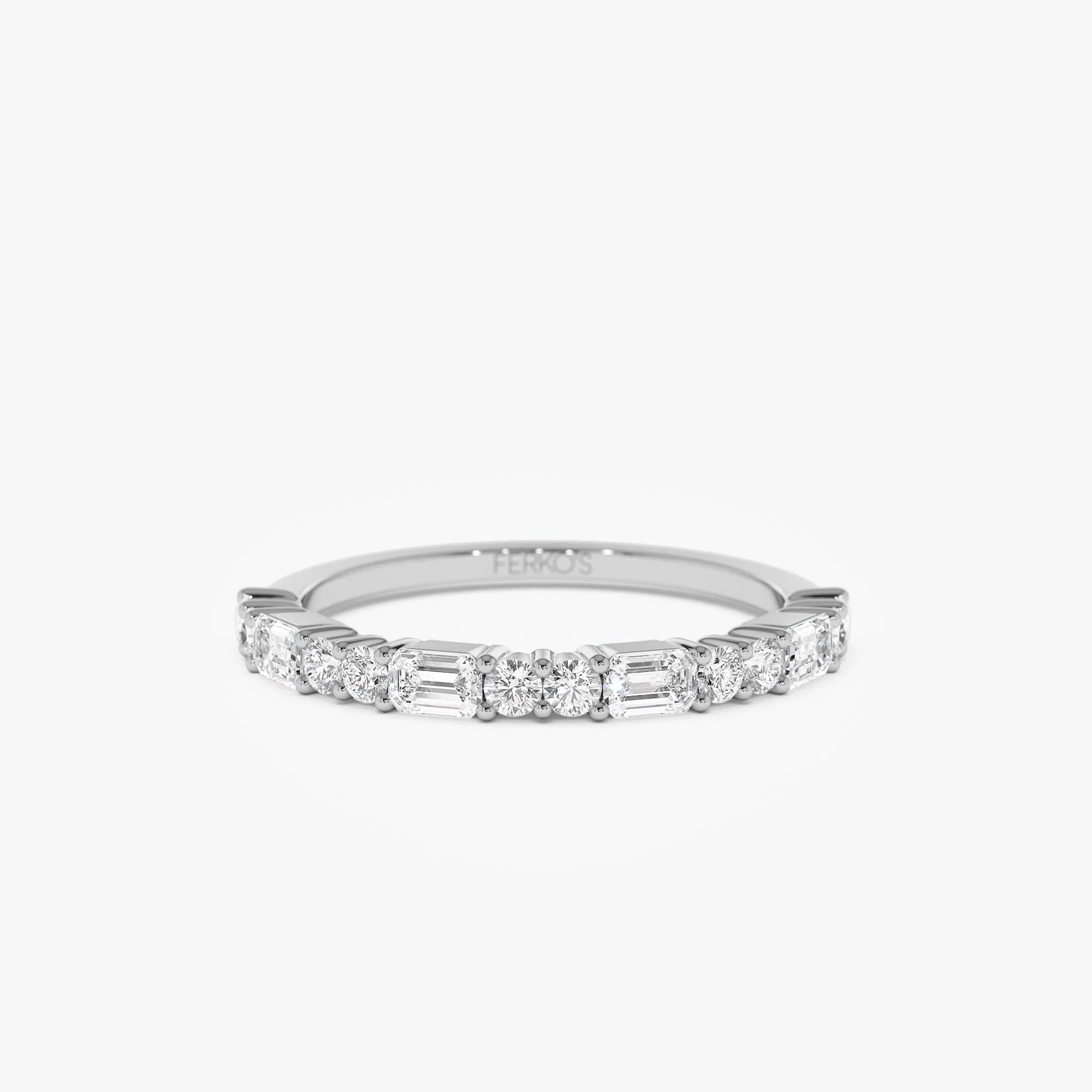 14k Alternating Emerald Cut and Round Diamond Ring - Image 6