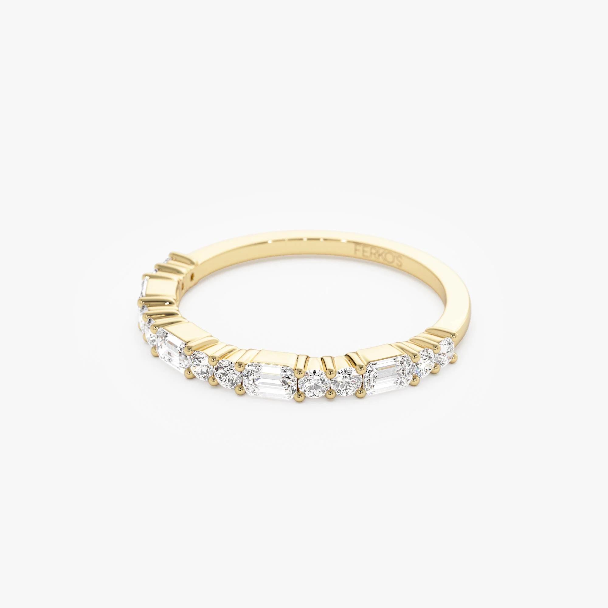 14k Alternating Emerald Cut and Round Diamond Ring - Image 7