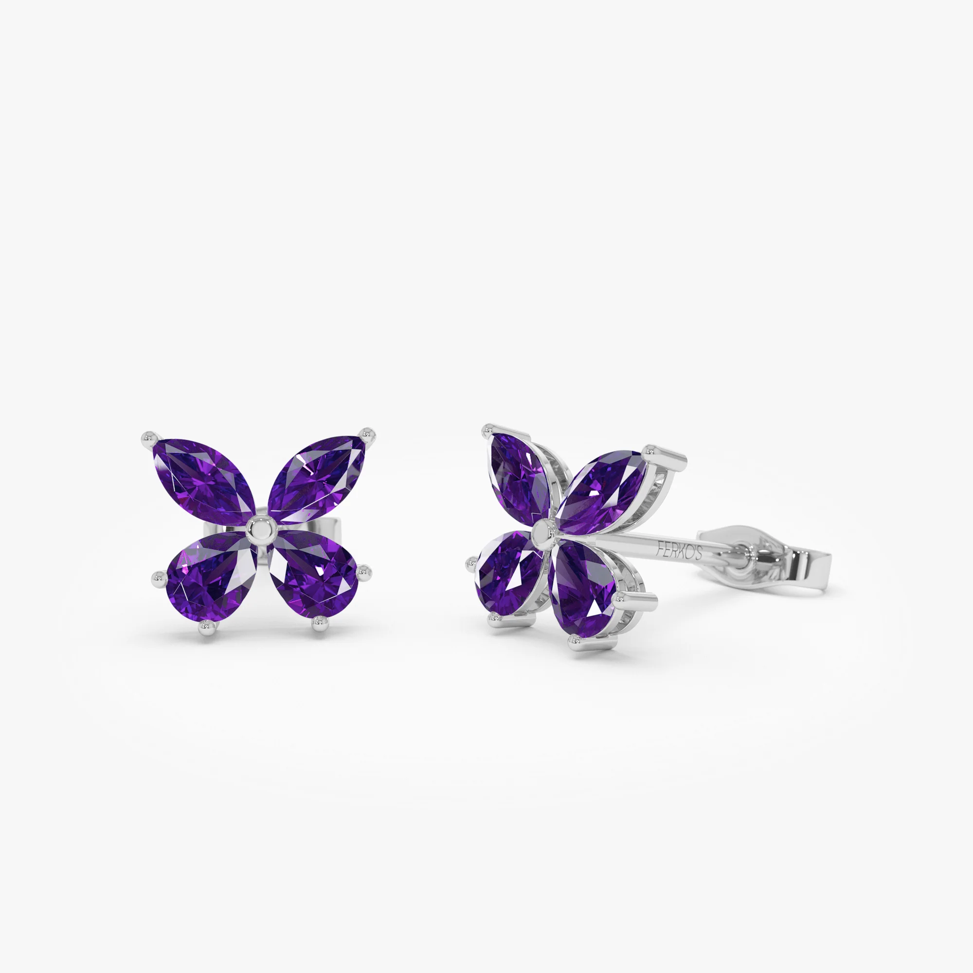 14K Amethyst Butterfly Stud Earrings - Image 6