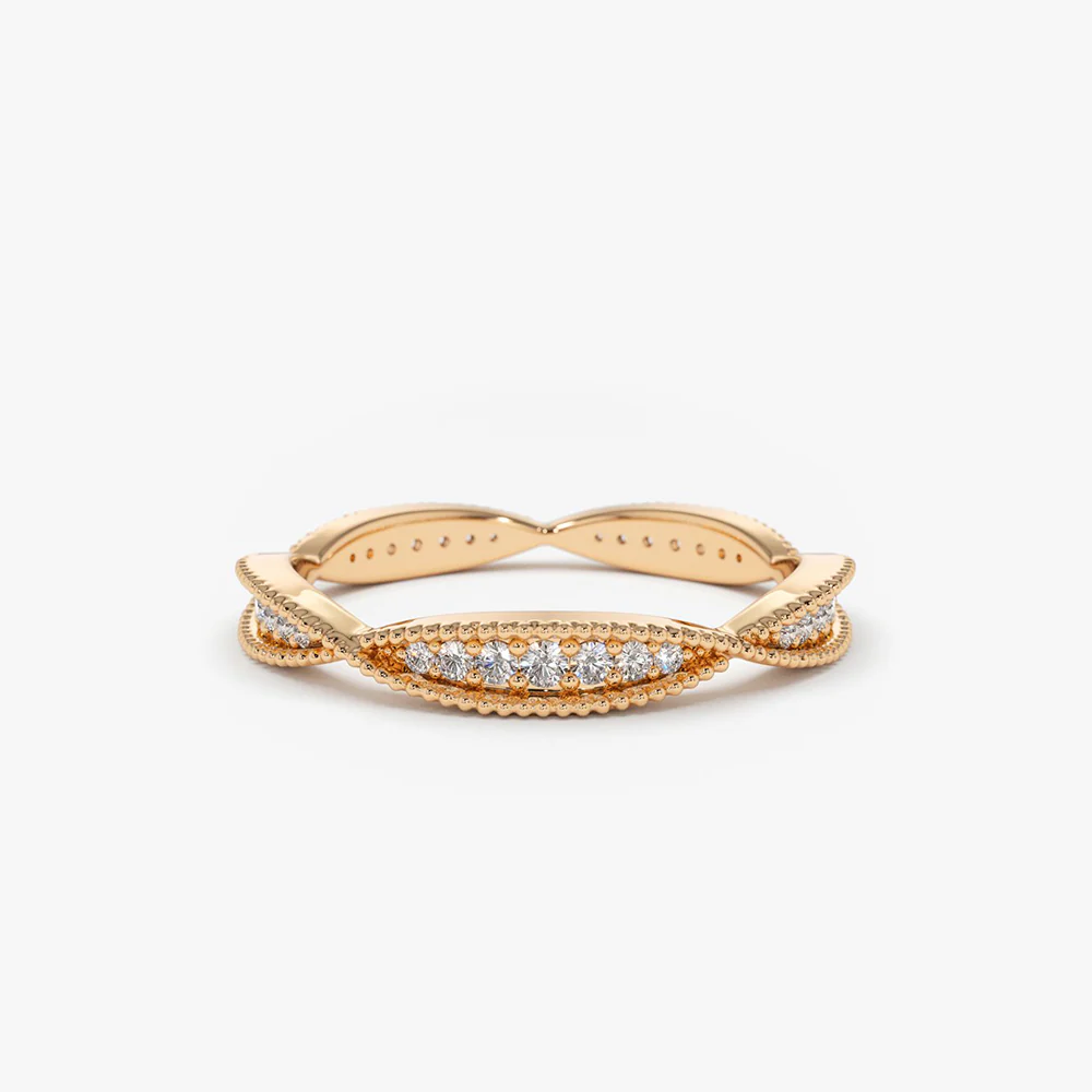 14K Gold Art Deco Graduating Diamond Full Eternity Ring - Image 4