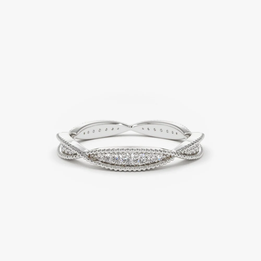 14K Gold Art Deco Graduating Diamond Full Eternity Ring - Image 5