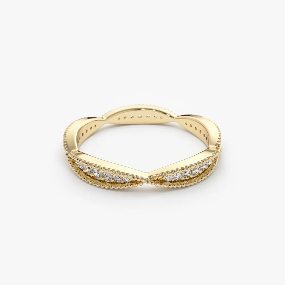 14K Gold Art Deco Graduating Diamond Full Eternity Ring - Image 6